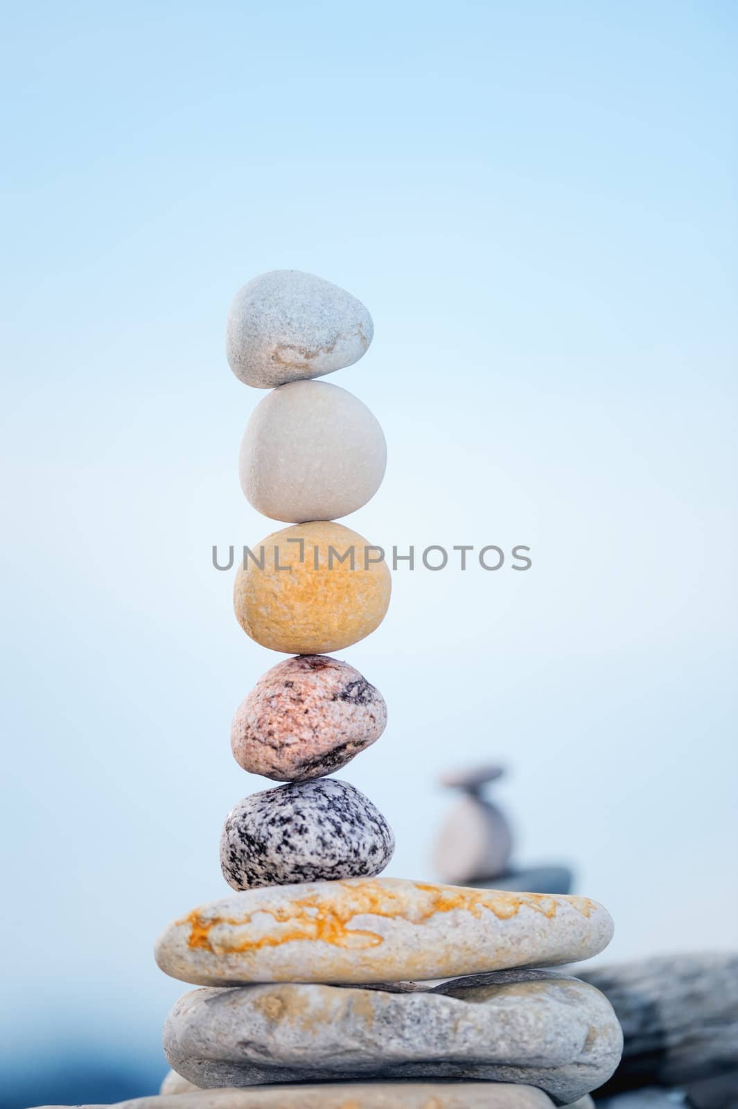 Heap of the round pebbles on the coast