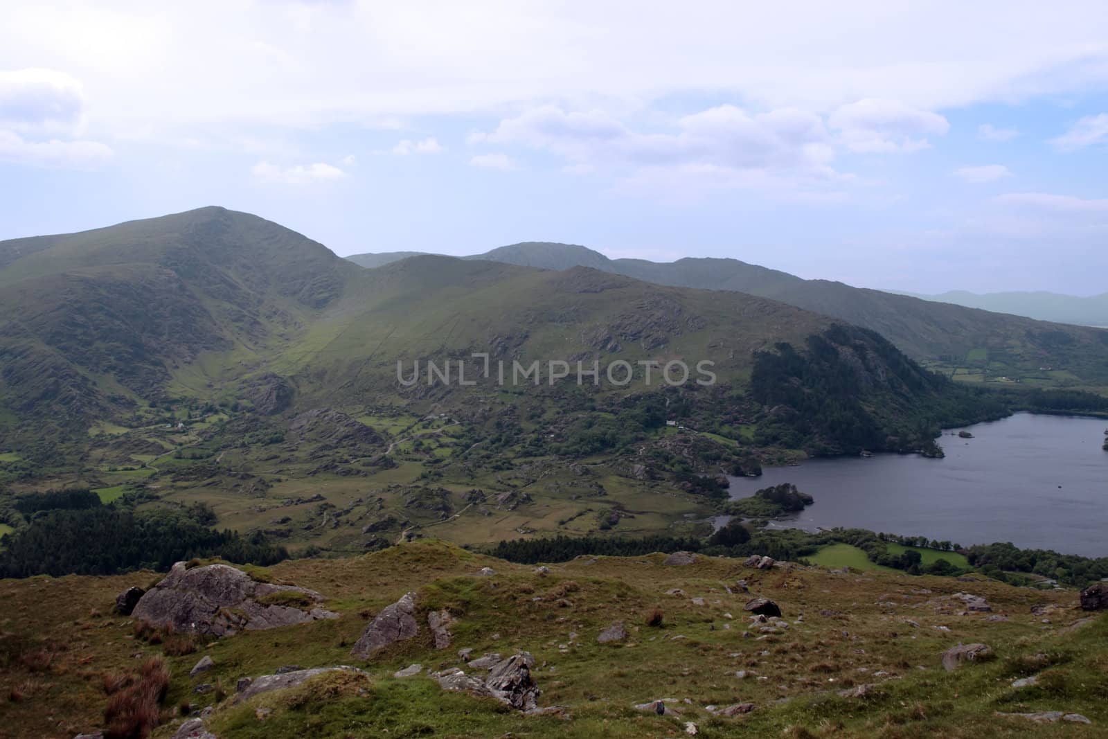 an evenings view of winding roads through the mountains of kerry