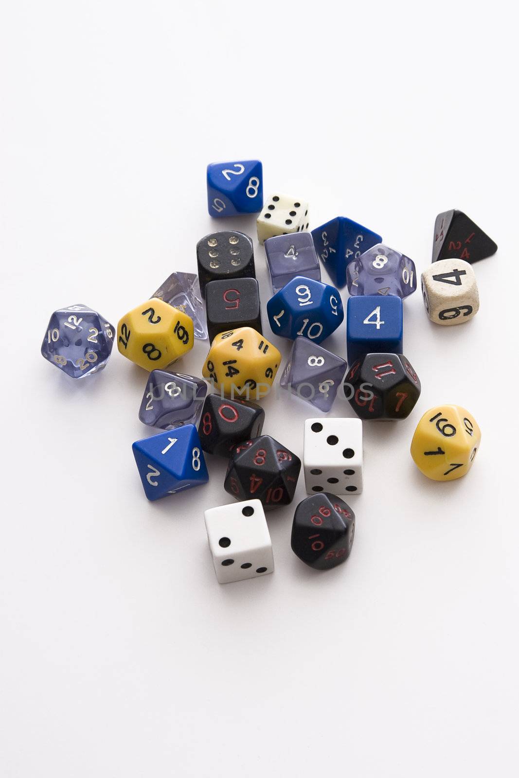 Array of different sided dice