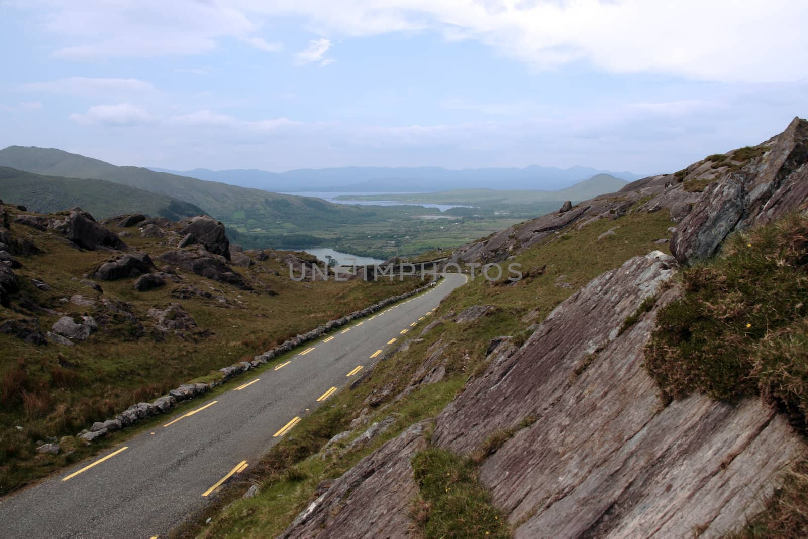 an evenings view of winding roads through the mountains of kerry