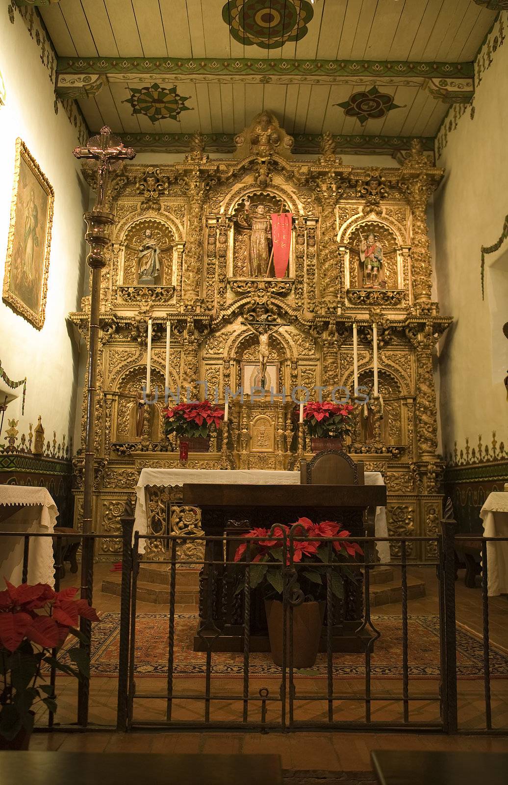 Mission San Juan Capistrano Church Alter at Christmas Close Up
