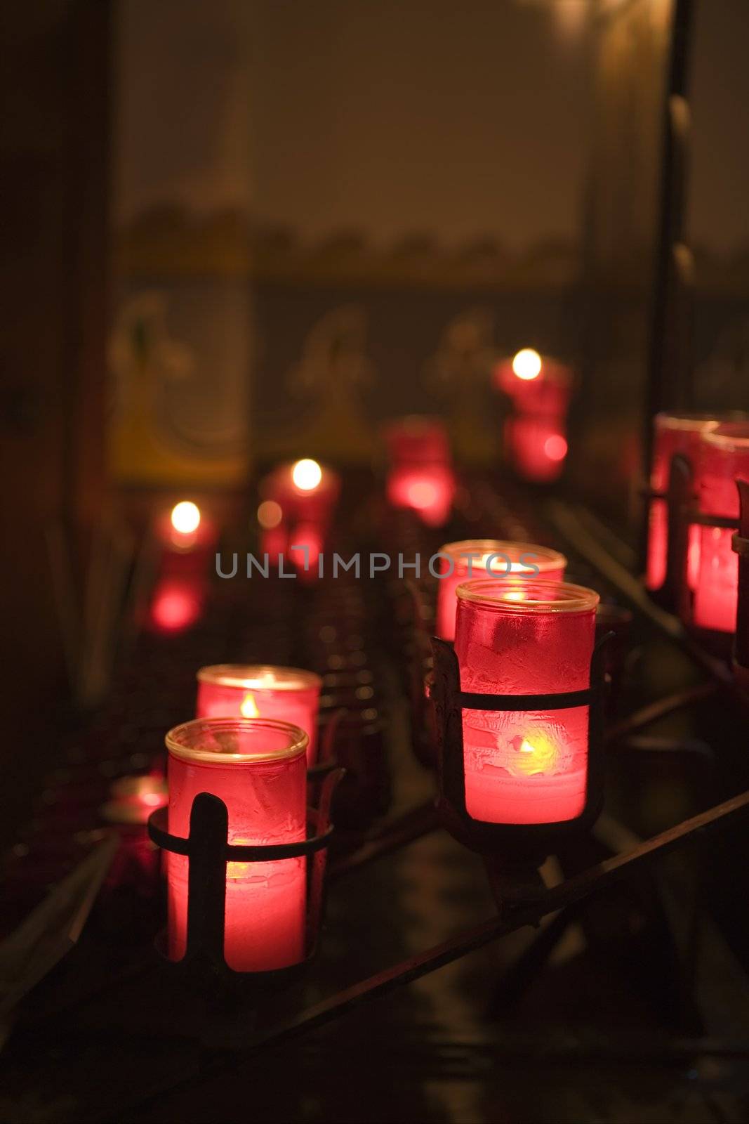 MISSION SAN JUAN CAPISTRANO CANDLES IN THE CHAPEL by KevinPanizza