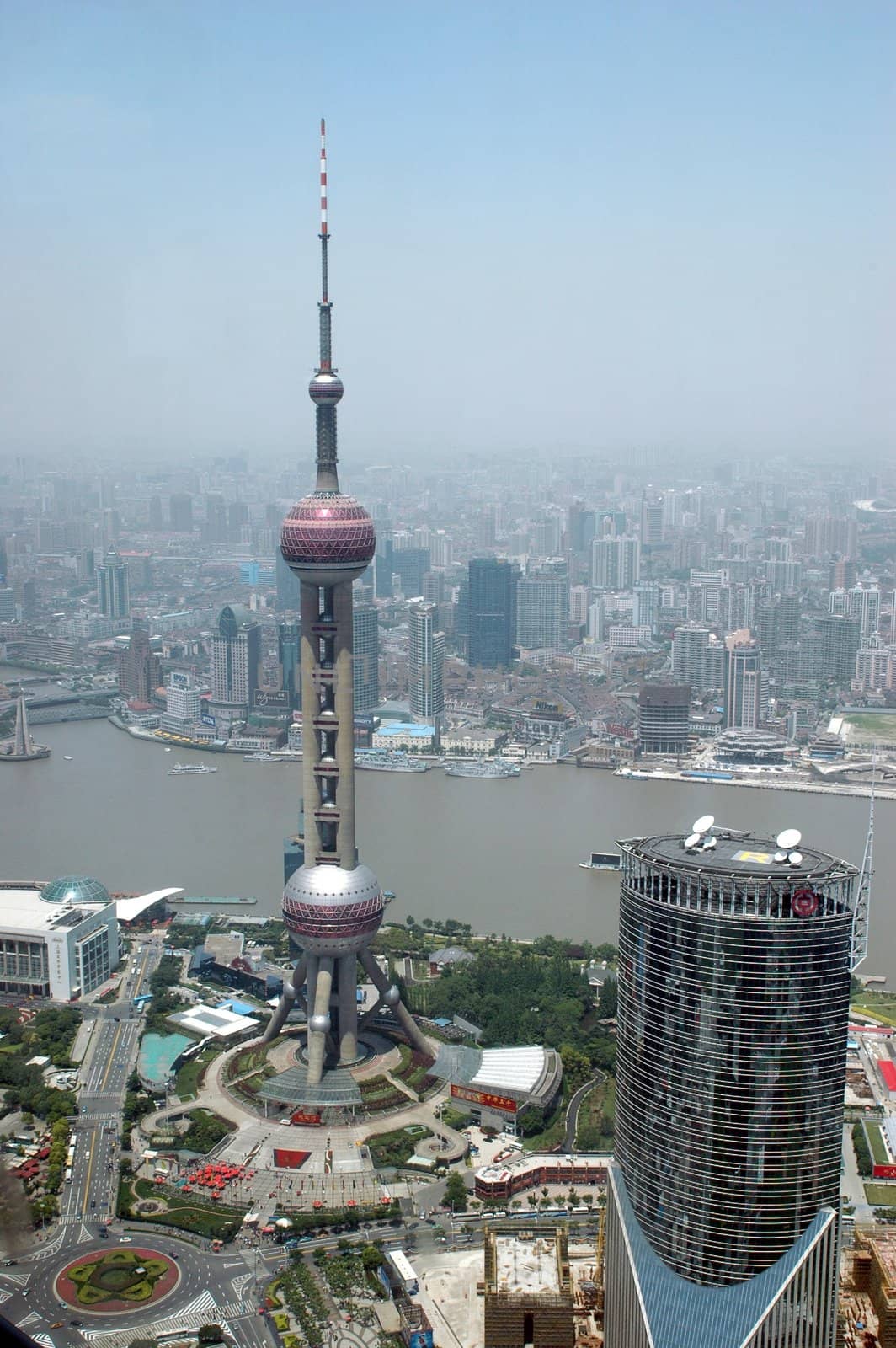 Shanghai, China - Huangpu river, Orient Pearl and modern skyscrapers.