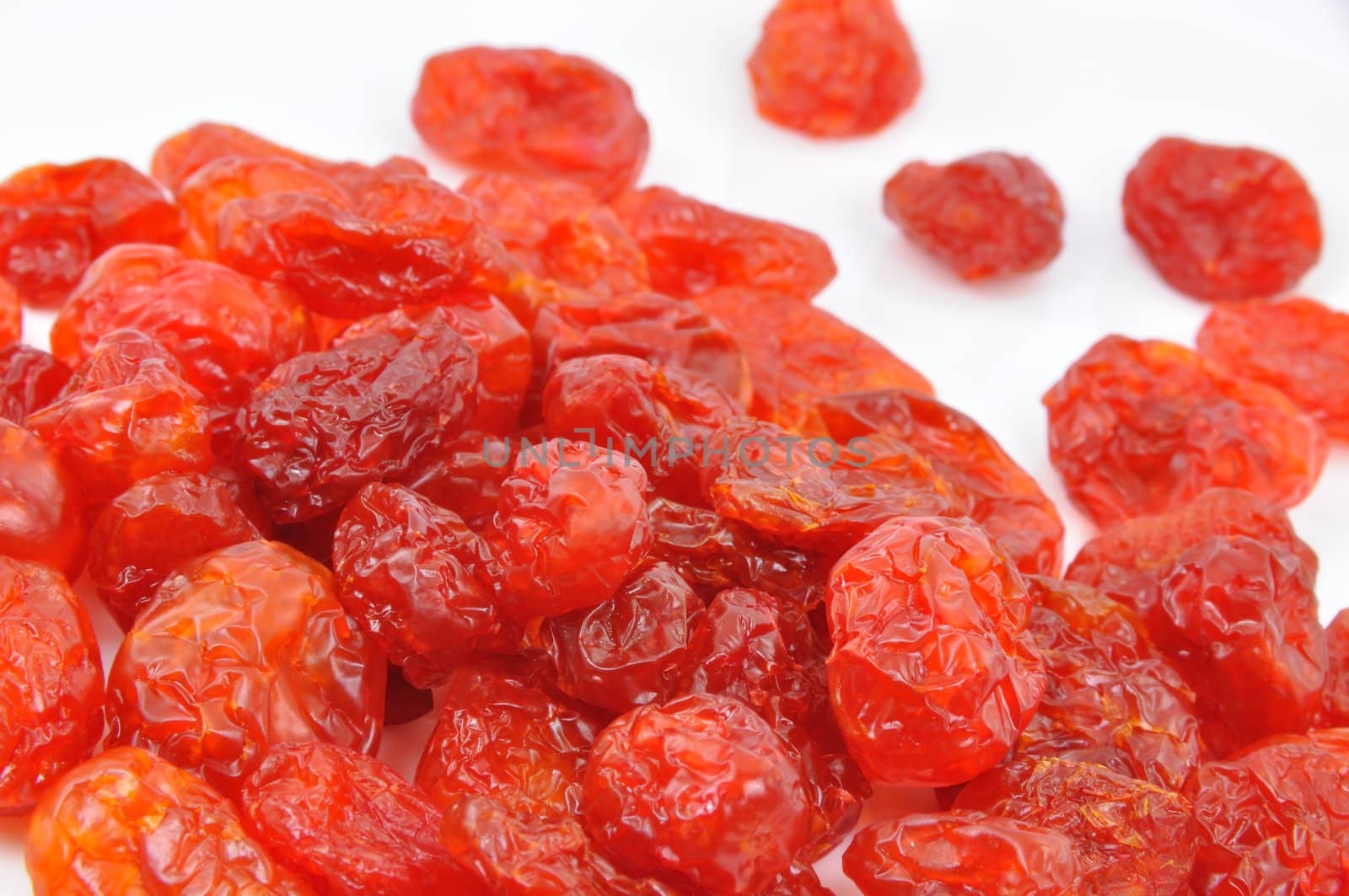 Pile of Dried Cornelian Cherries Isolated on White