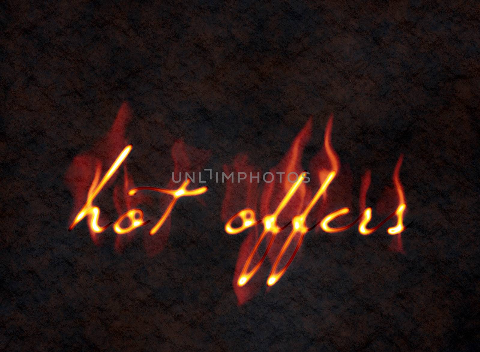 An illustration of a hot offers sign in fire