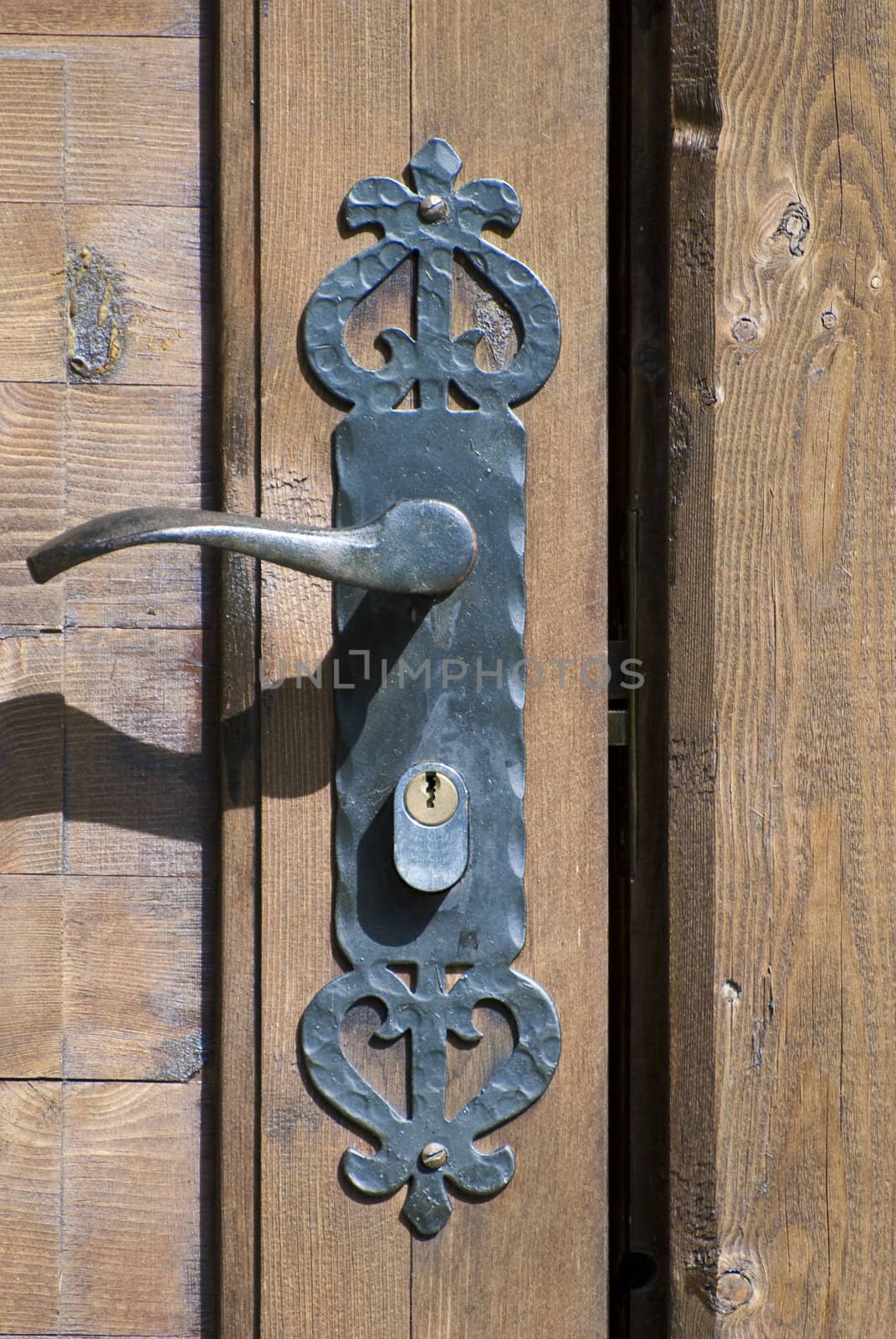 An old wrought iron door handle
