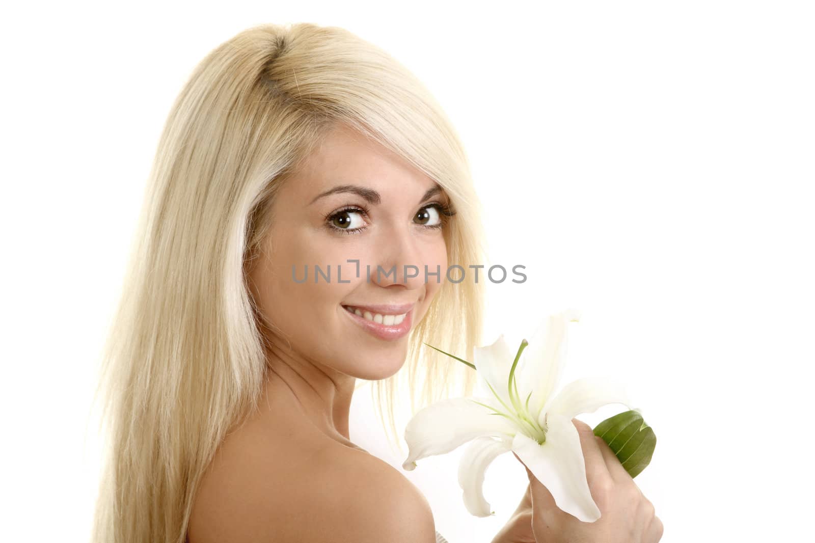 Portrait of the beautiful girl with a flower
