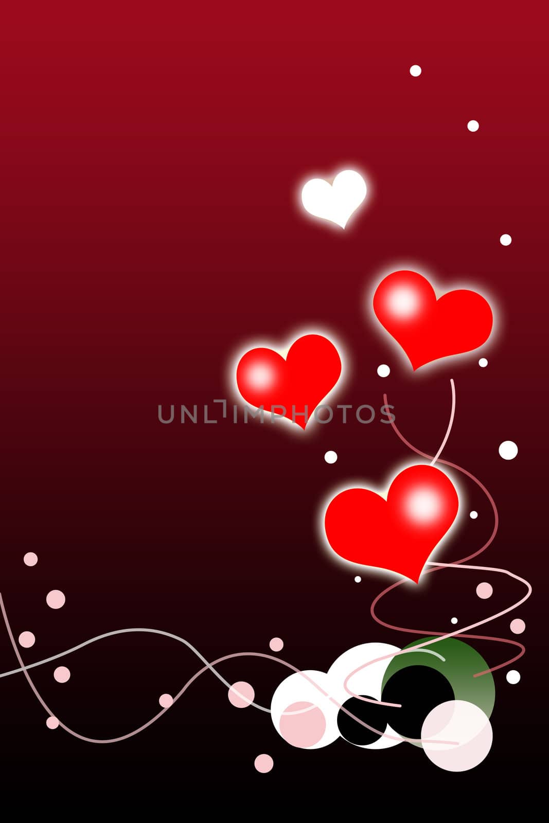 Valentines Day Background with Red and White Hearts Illustration. 