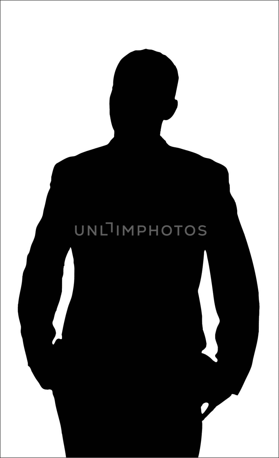 Annoyed Man Silhouette isolated on a white background. 
 