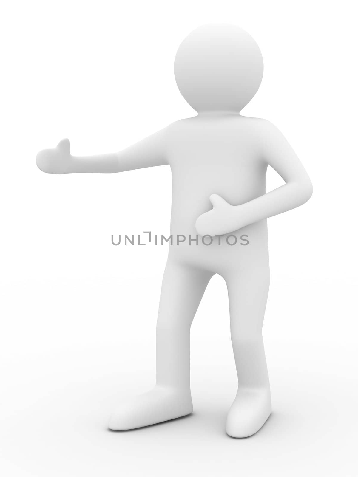 person in greeting pose. Isolated 3D image