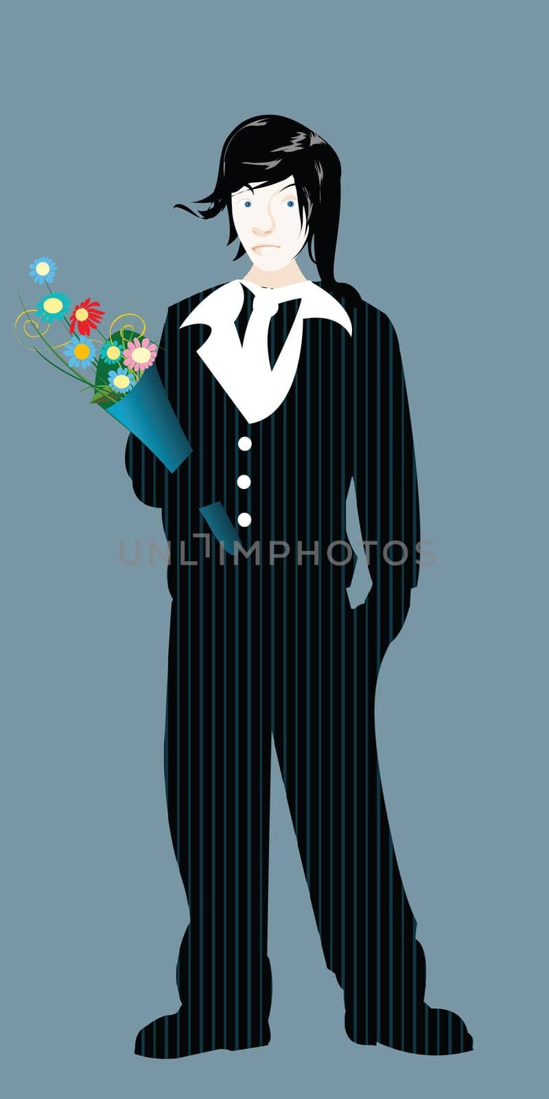 urban youngster in a striped suit with flowers
