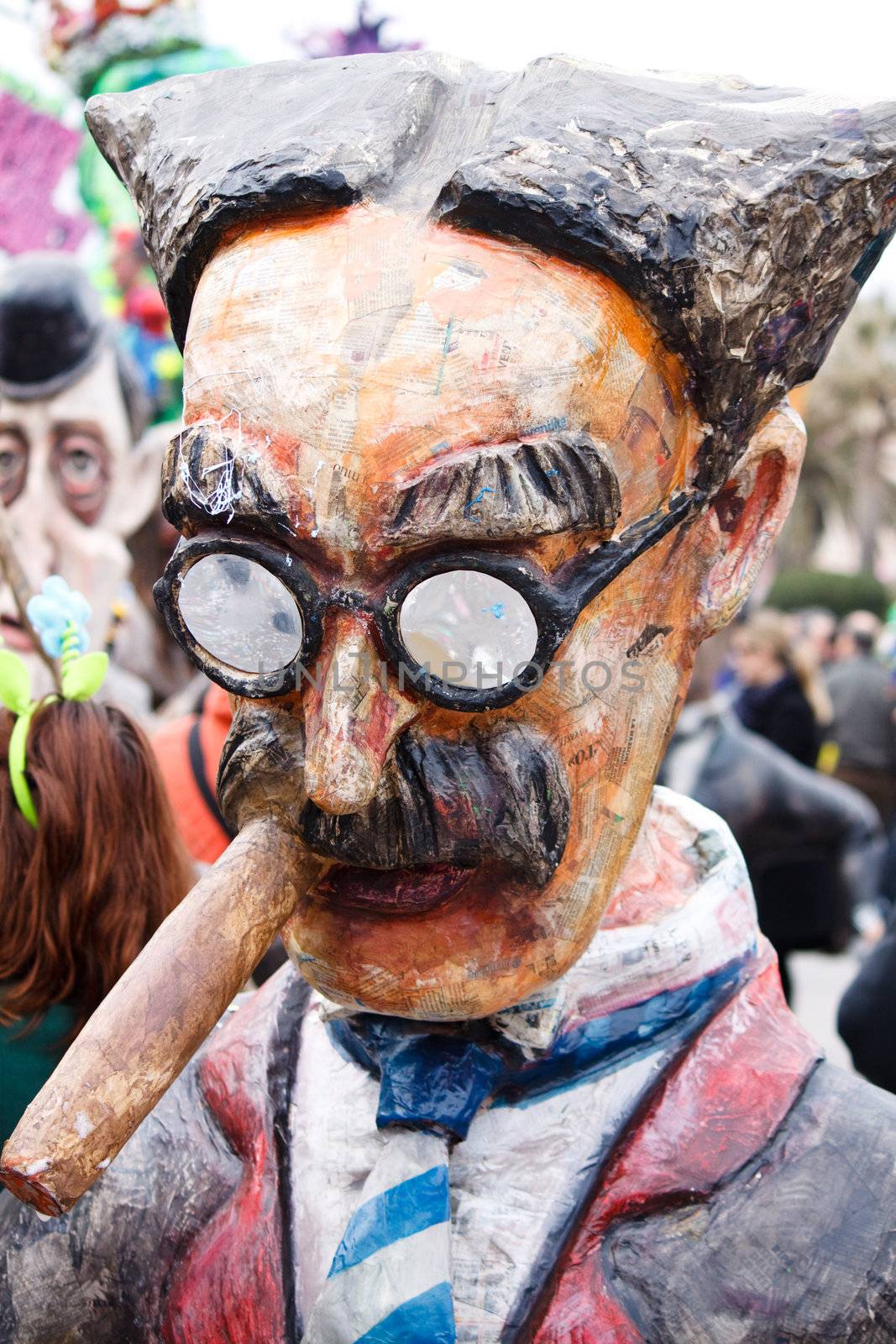 Carival of Viareggio. Masquerading cardboard depicting Groucho 