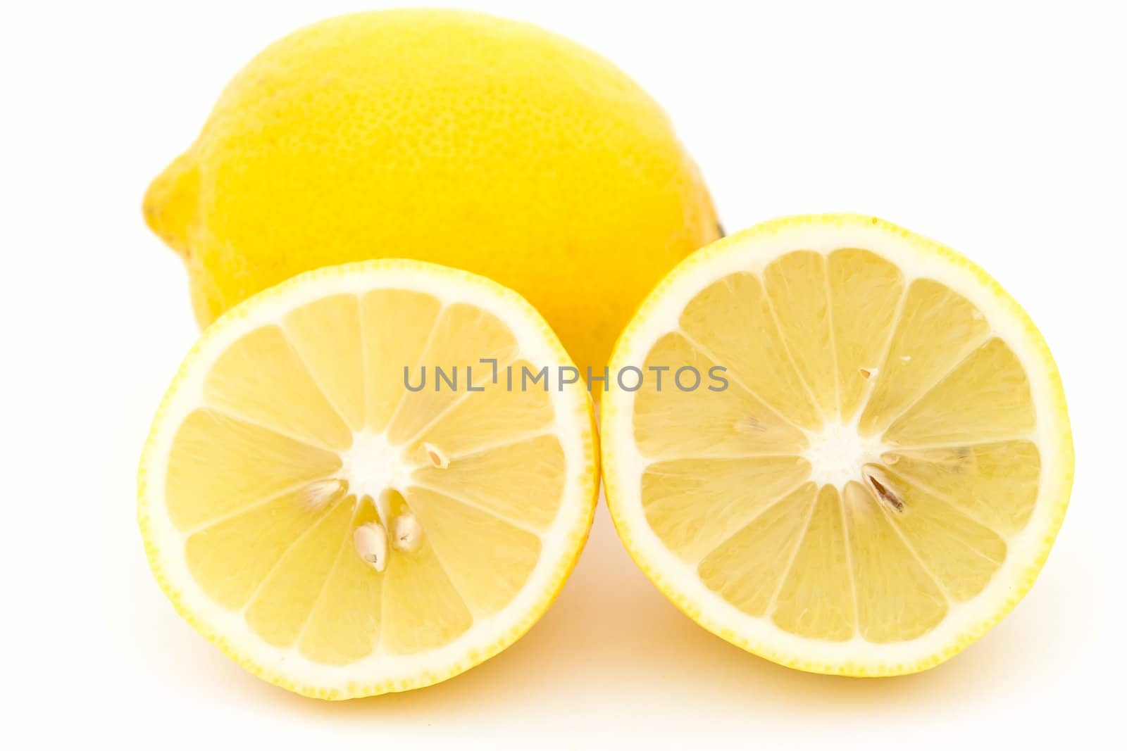 juicy yellow lemons on a white background