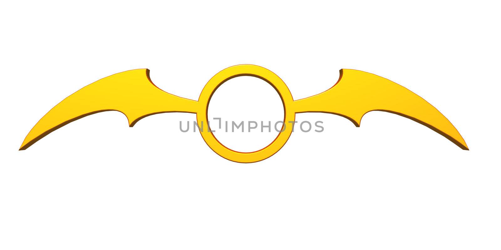 ring with batwings logo on white background - 3d illustration