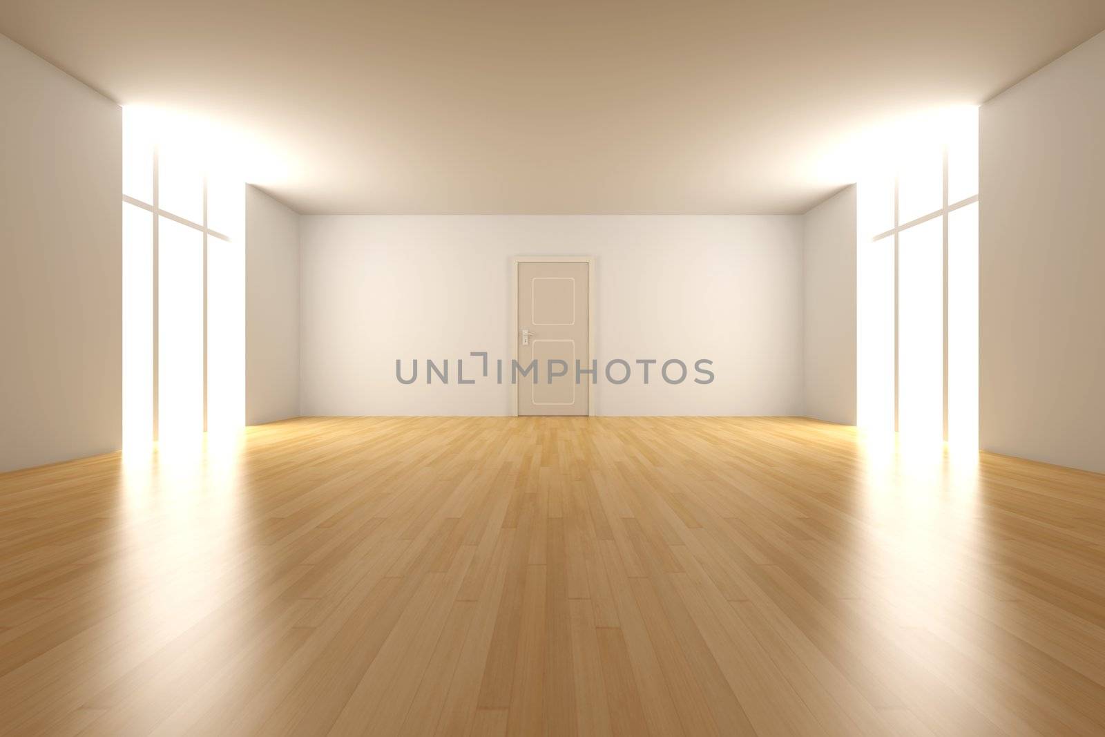 3D rendered Interior. An empty room.