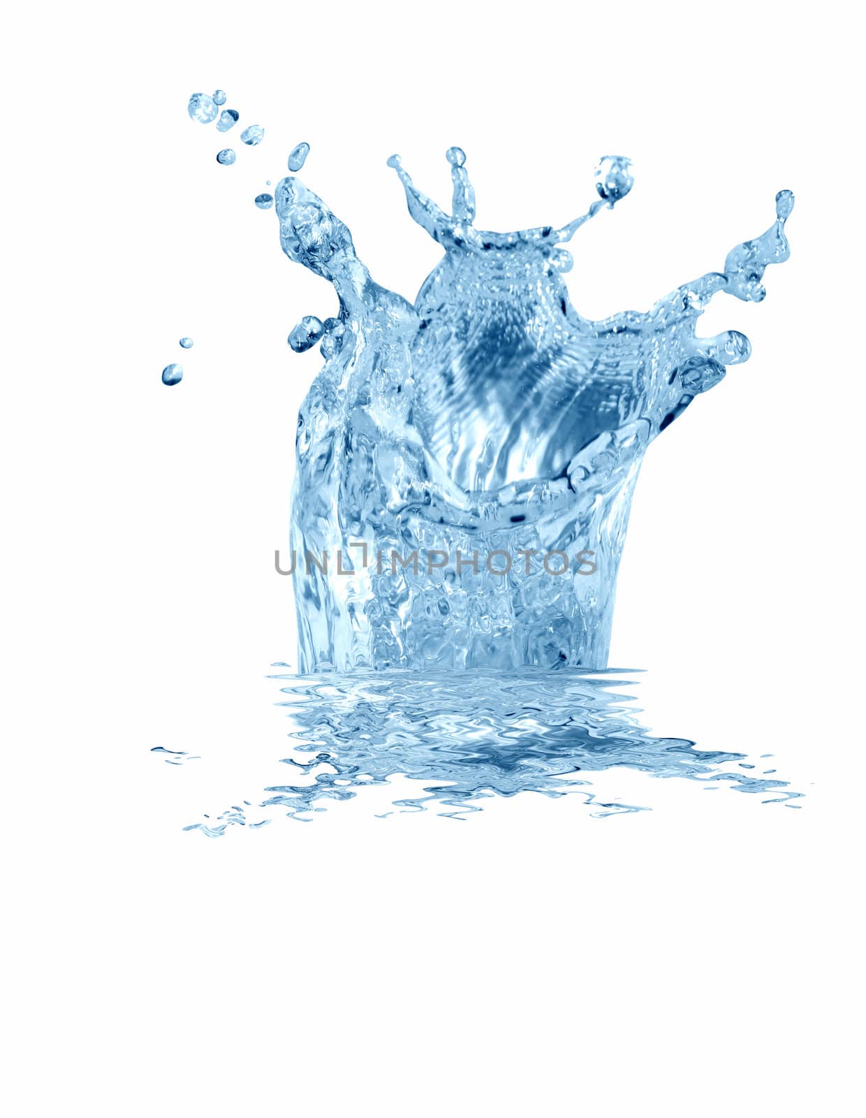 Splashing water abstract background isolated on white with clipping path