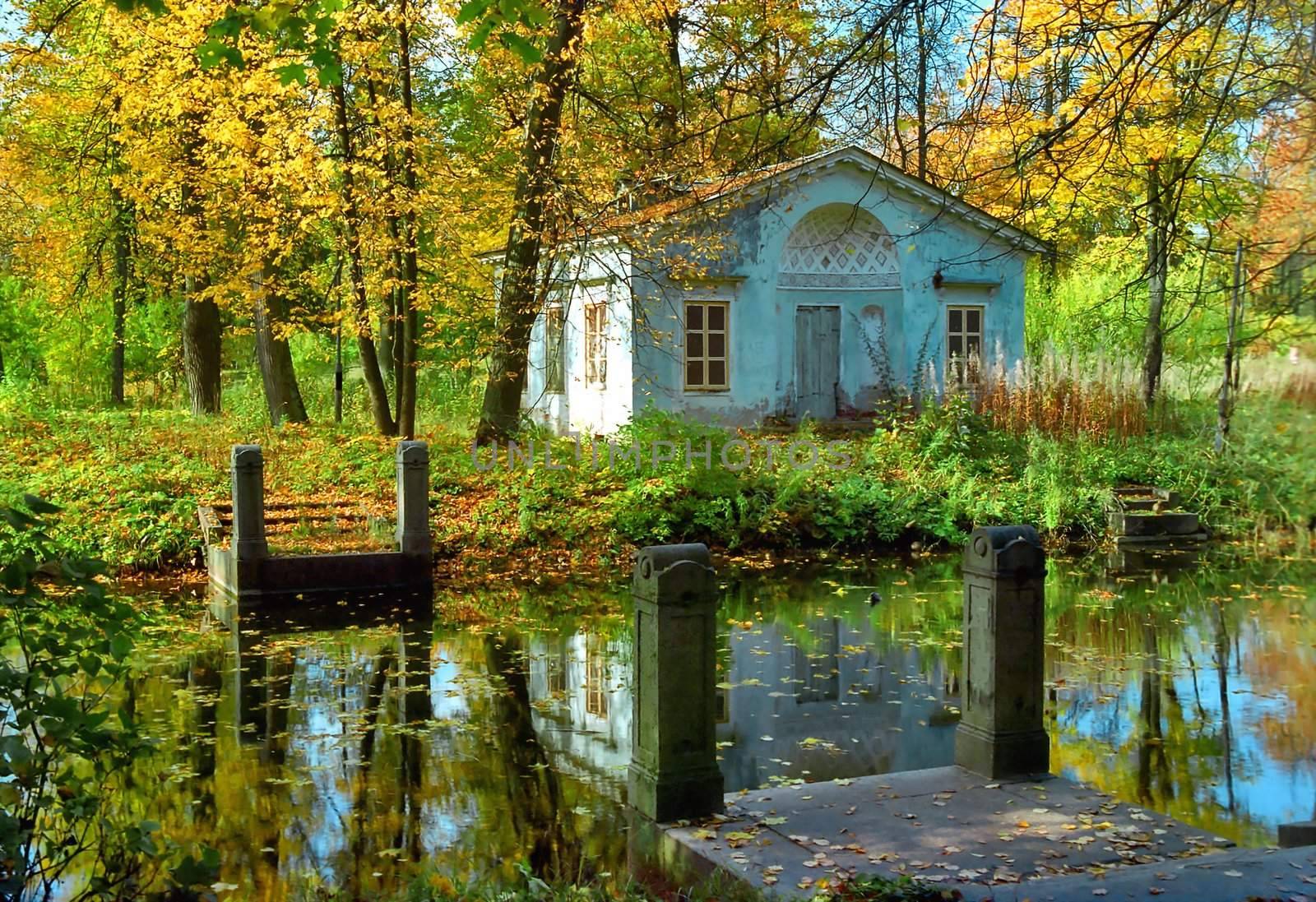 Romantic place in the autumn park