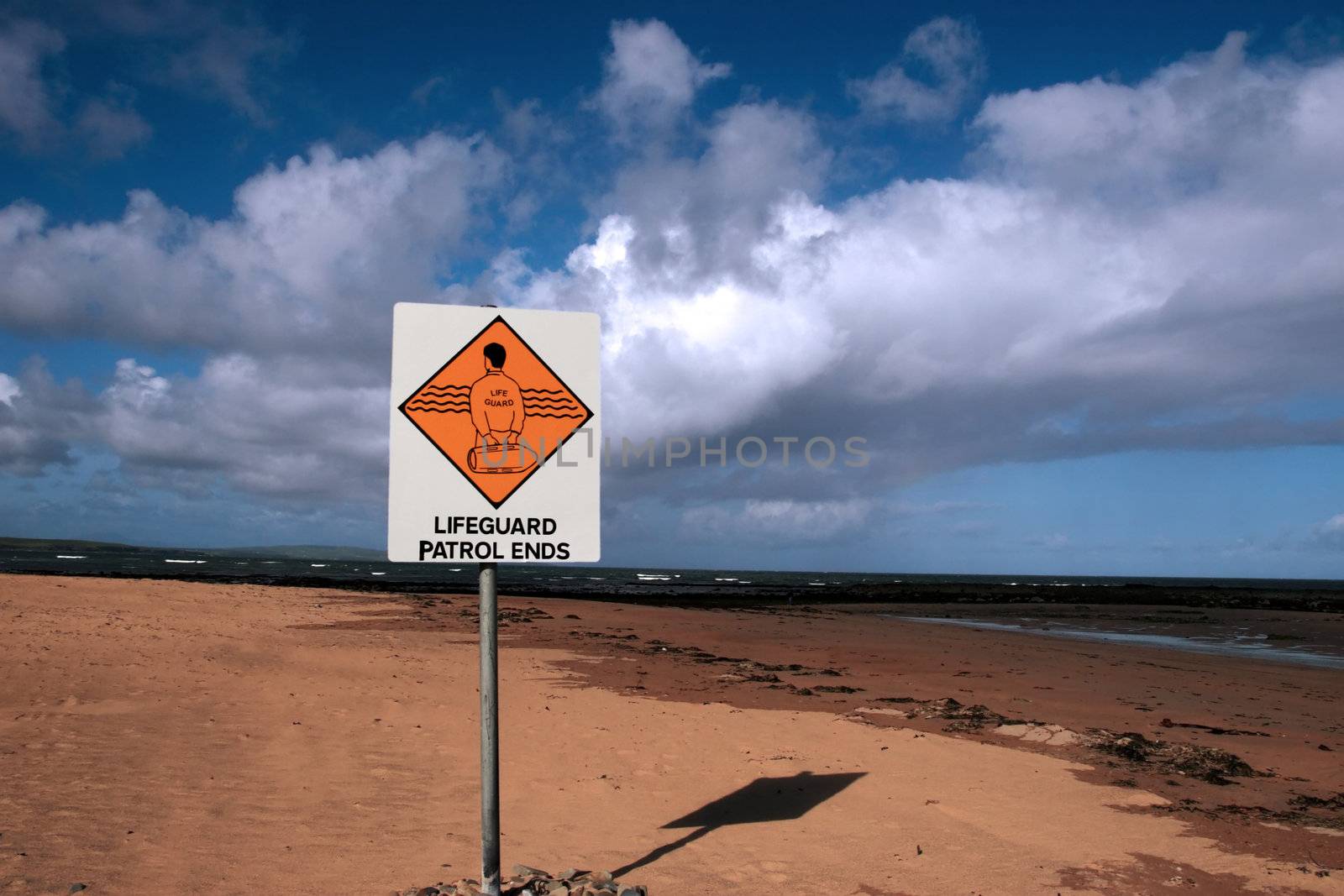 a sign warning that there is no lifeguard patrol beyond this sign