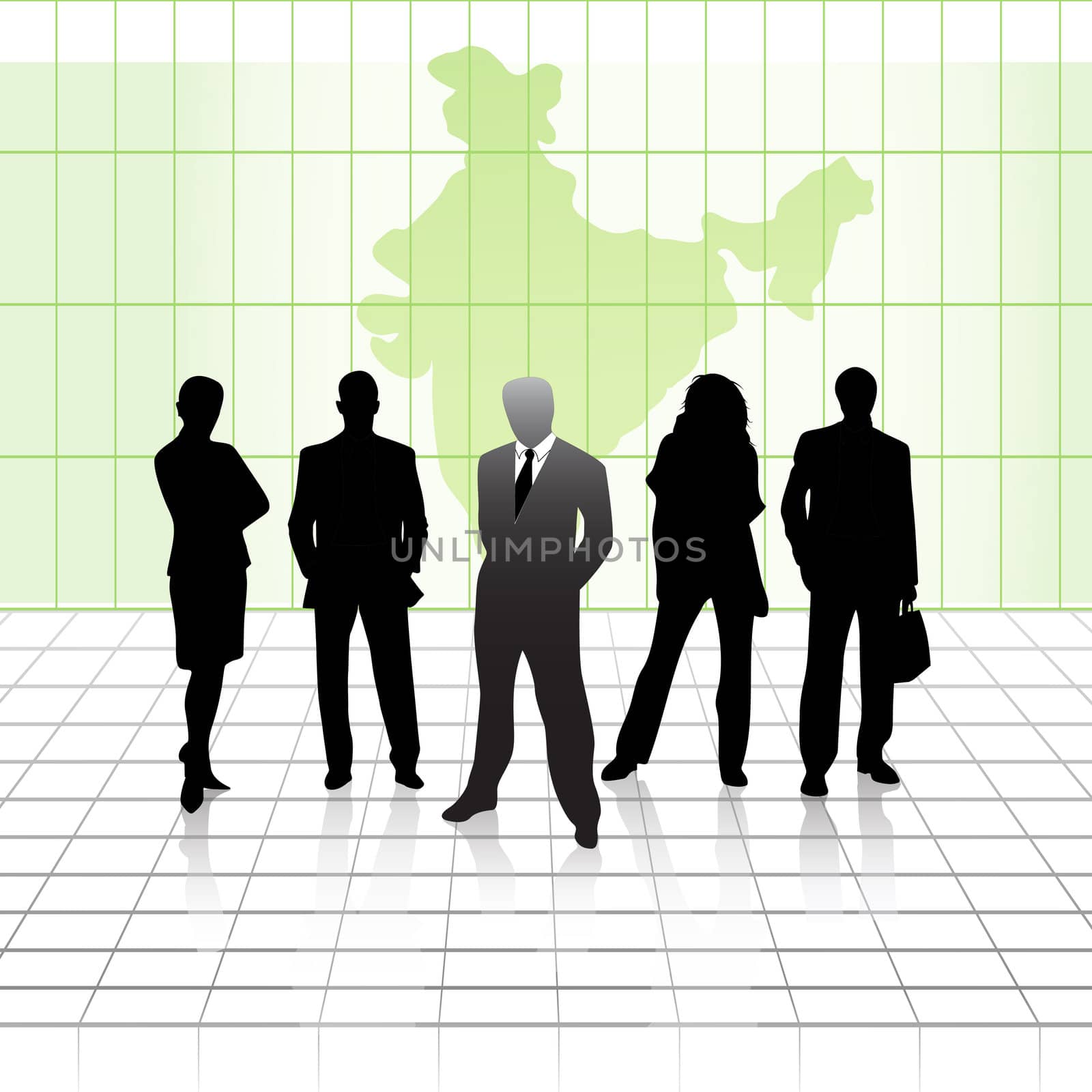 team of business men with india map background