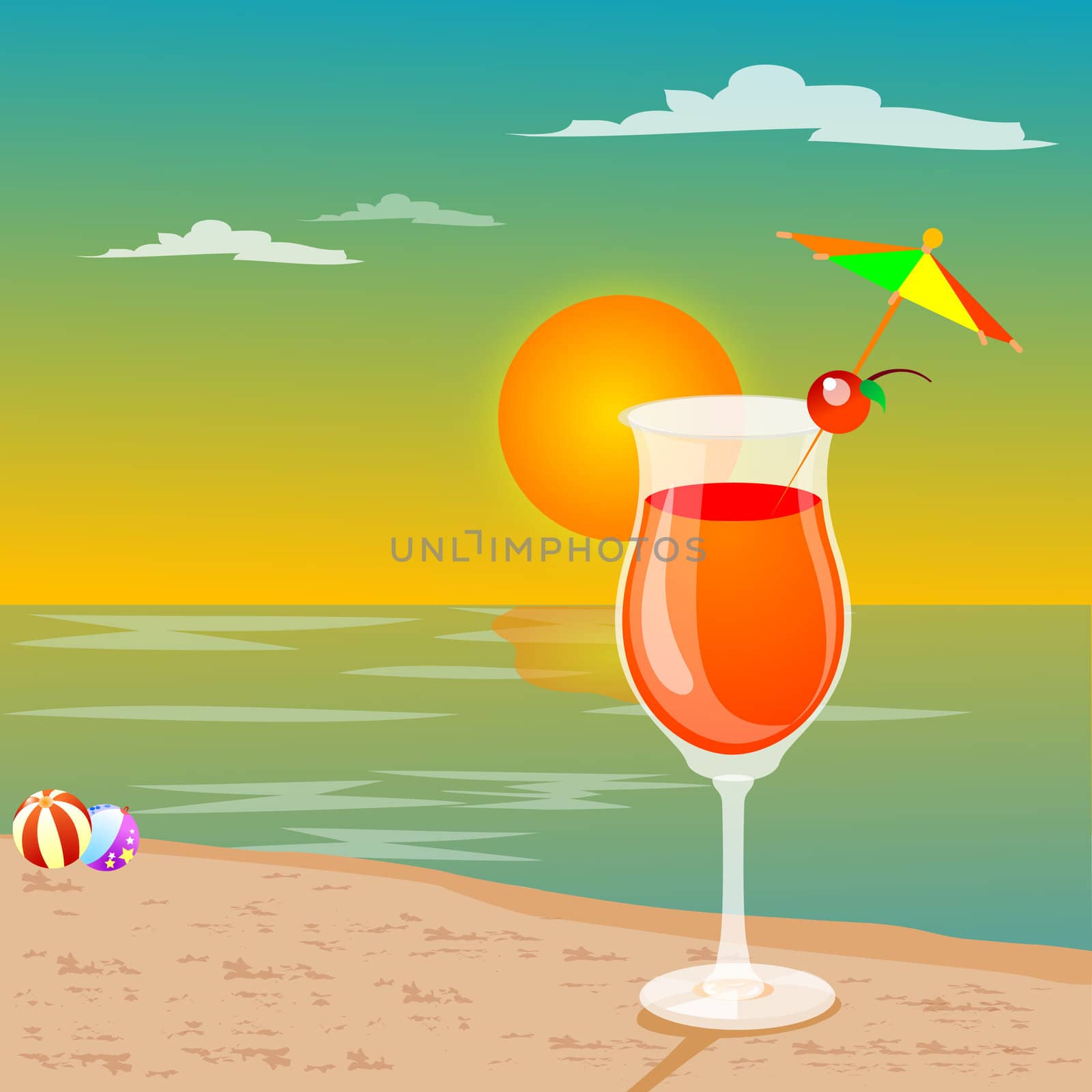 leisures at beach - drink, beach ball, view of sun by abhishek4383