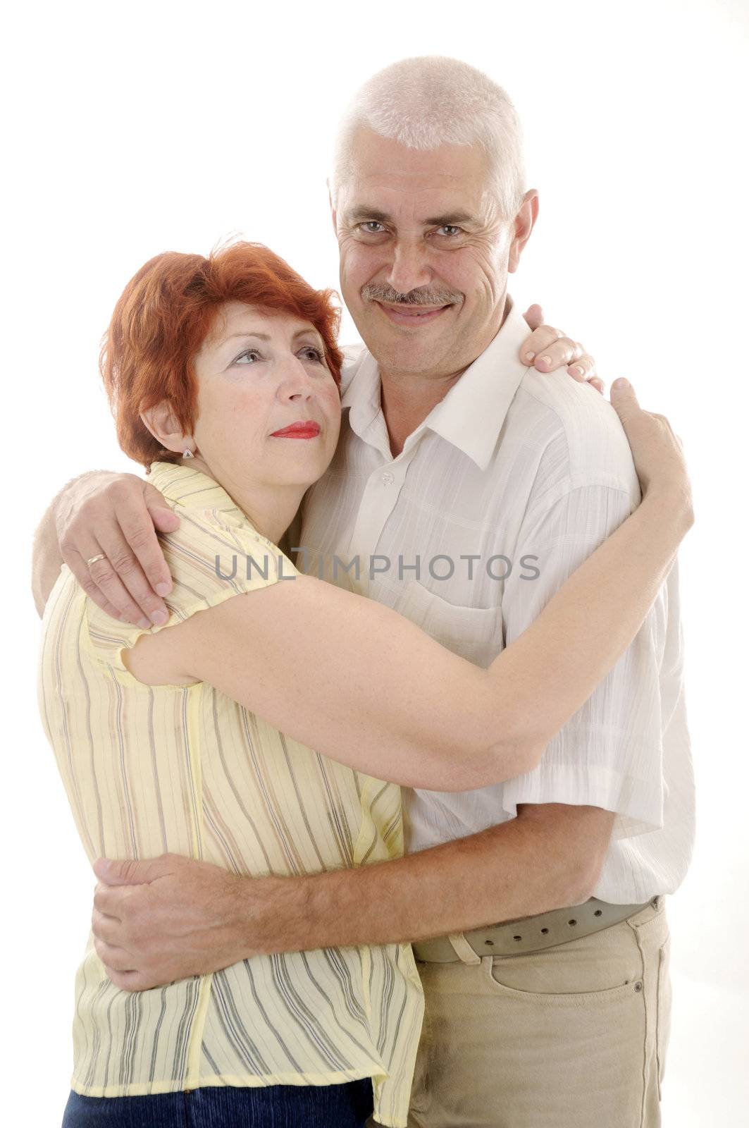 Senior man hugs his wife and she's happy 2