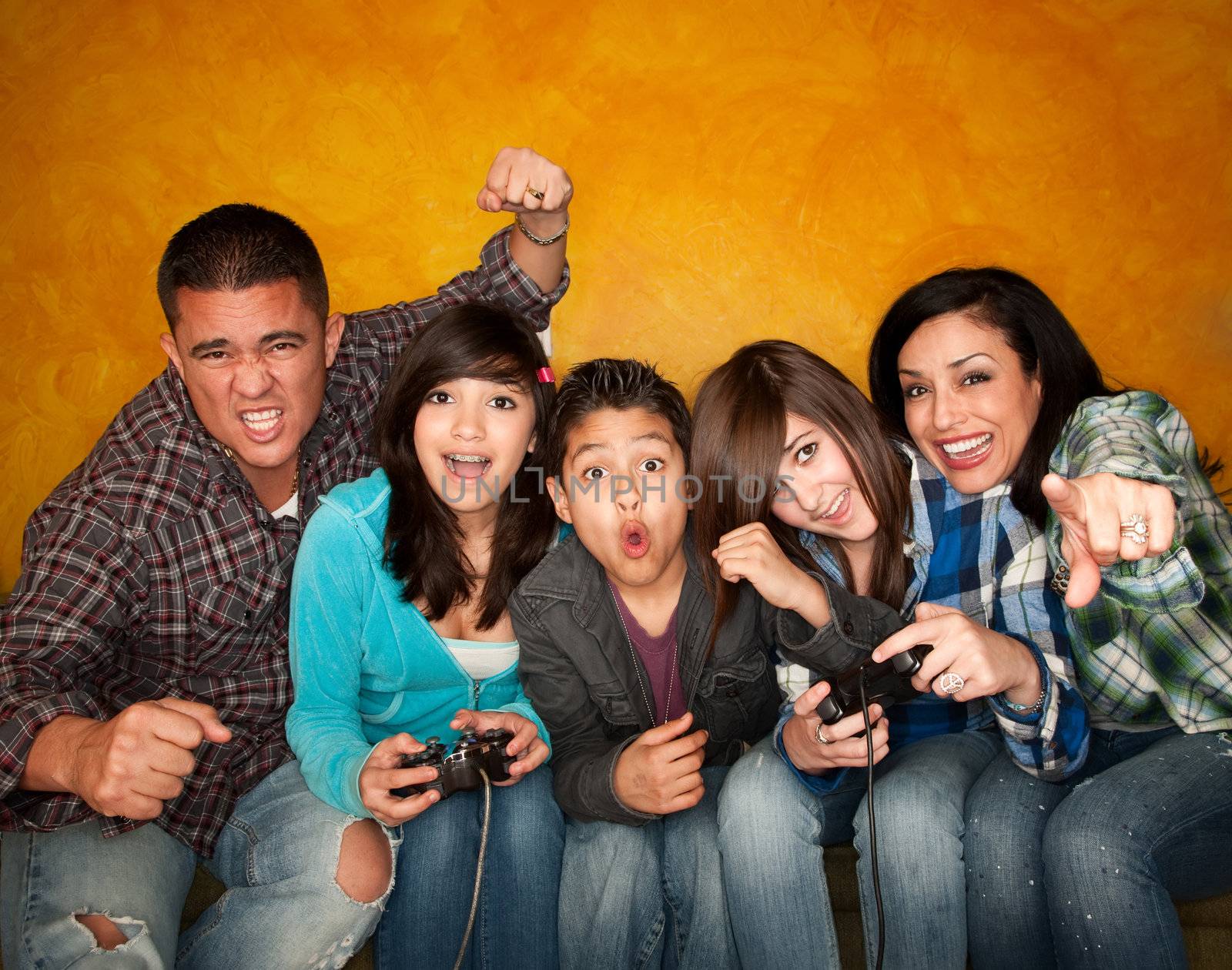 Family Playing a Video Game by Creatista