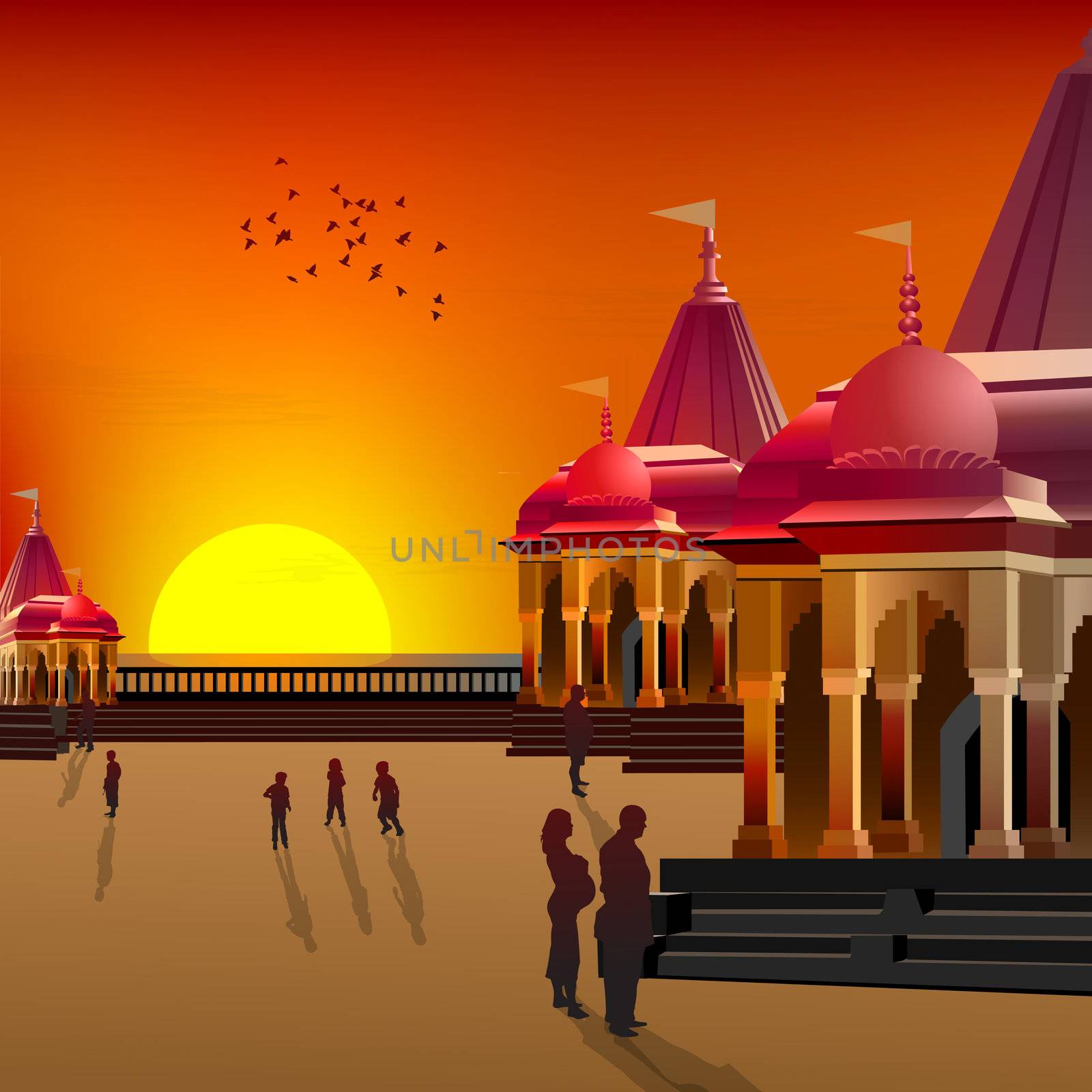 silhouette view of temple, place of worship by abhishek4383