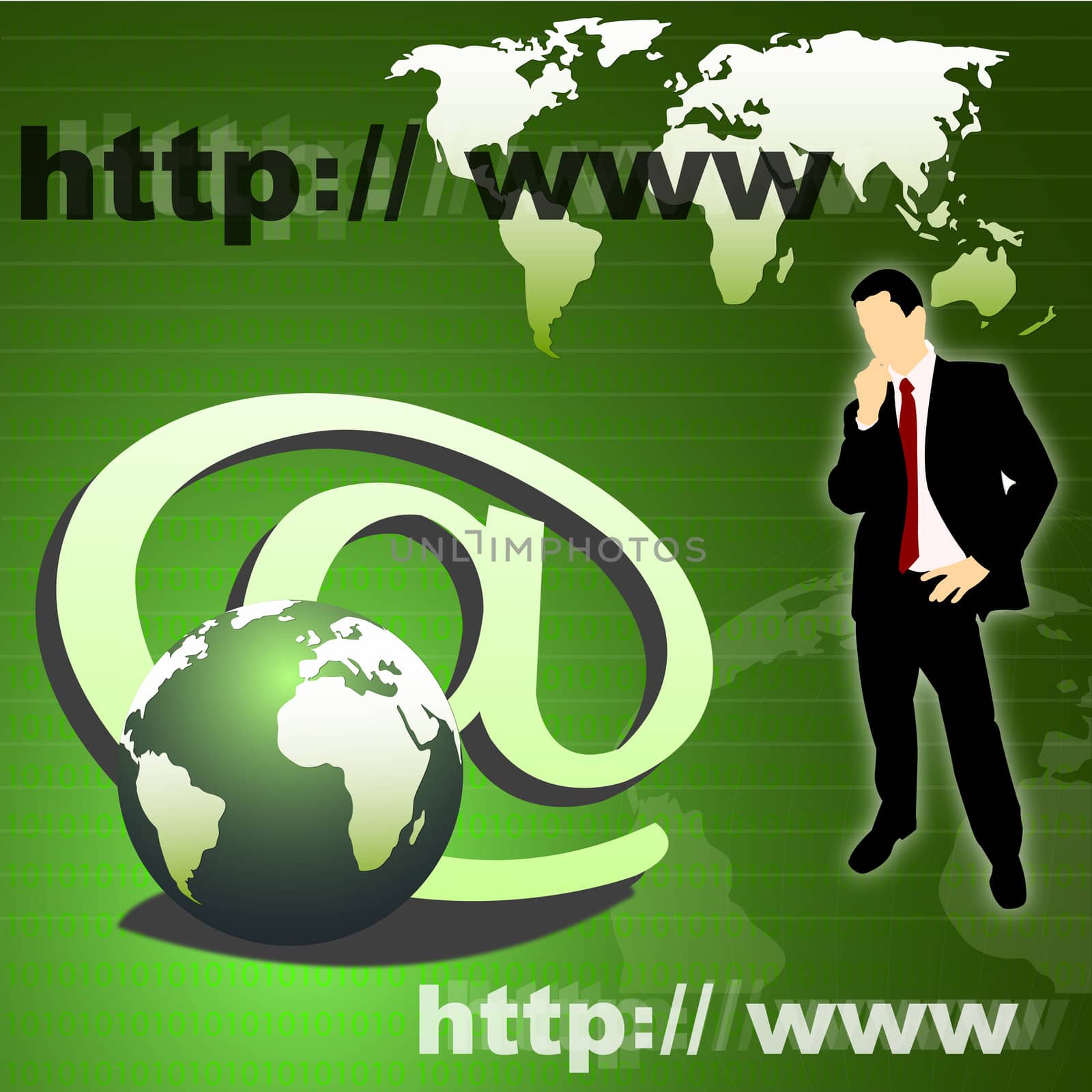 silhouette of business man, globe, internet symbol by abhishek4383
