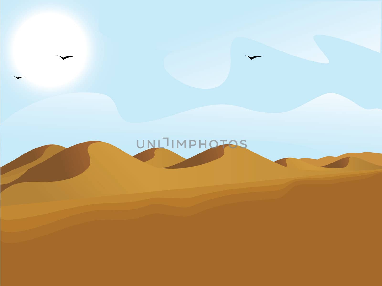 landscape view of desert, sand dunes
