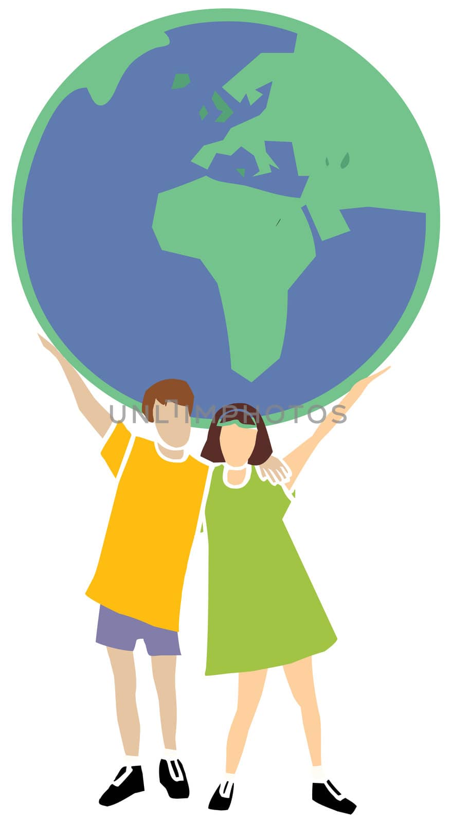 two kids holding the globe, earth by abhishek4383