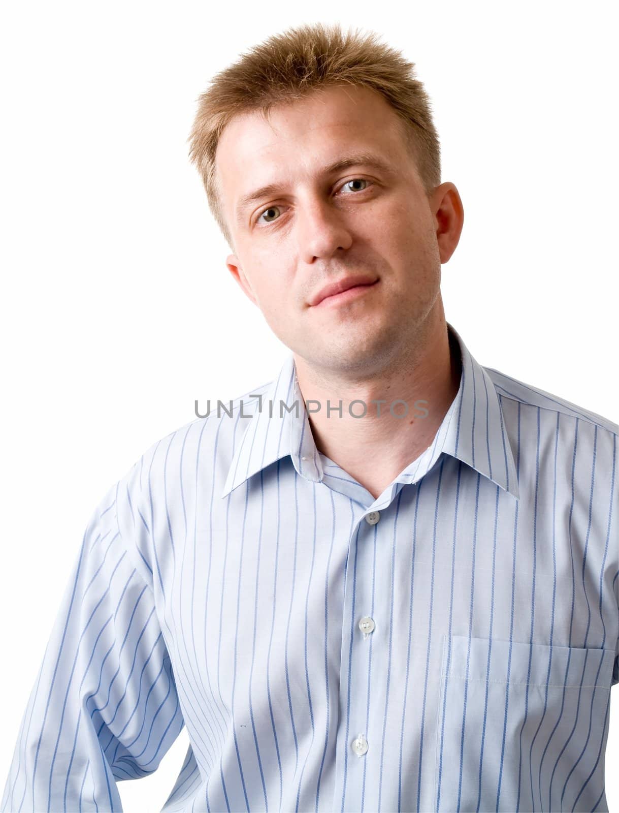 pensive man on a white background