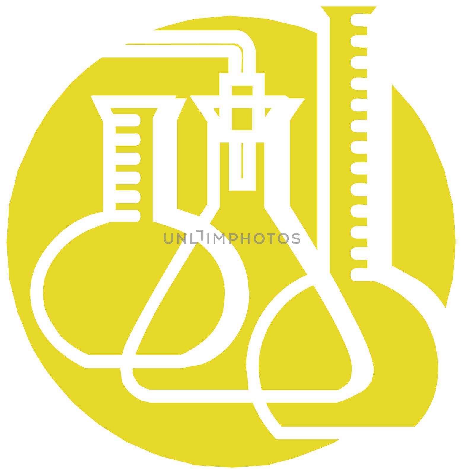 view of laboratory equipments - beaker, test tube, funnel