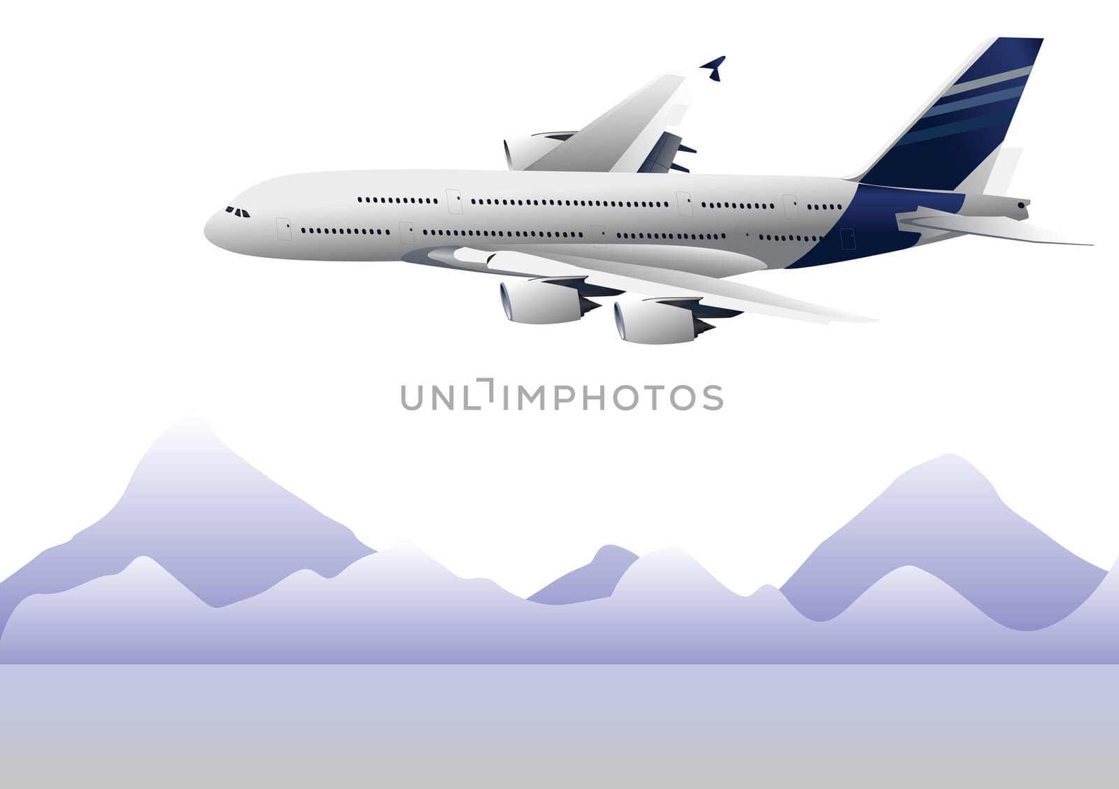 view of airplane flying with mountain background
