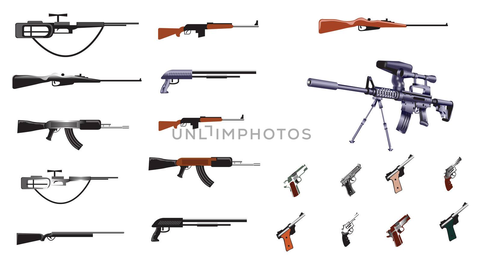 collection of ammuniton, guns, sniper, rifle
