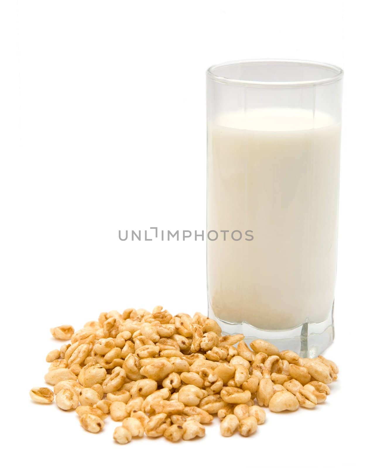 milk with honey wheat isolated on white