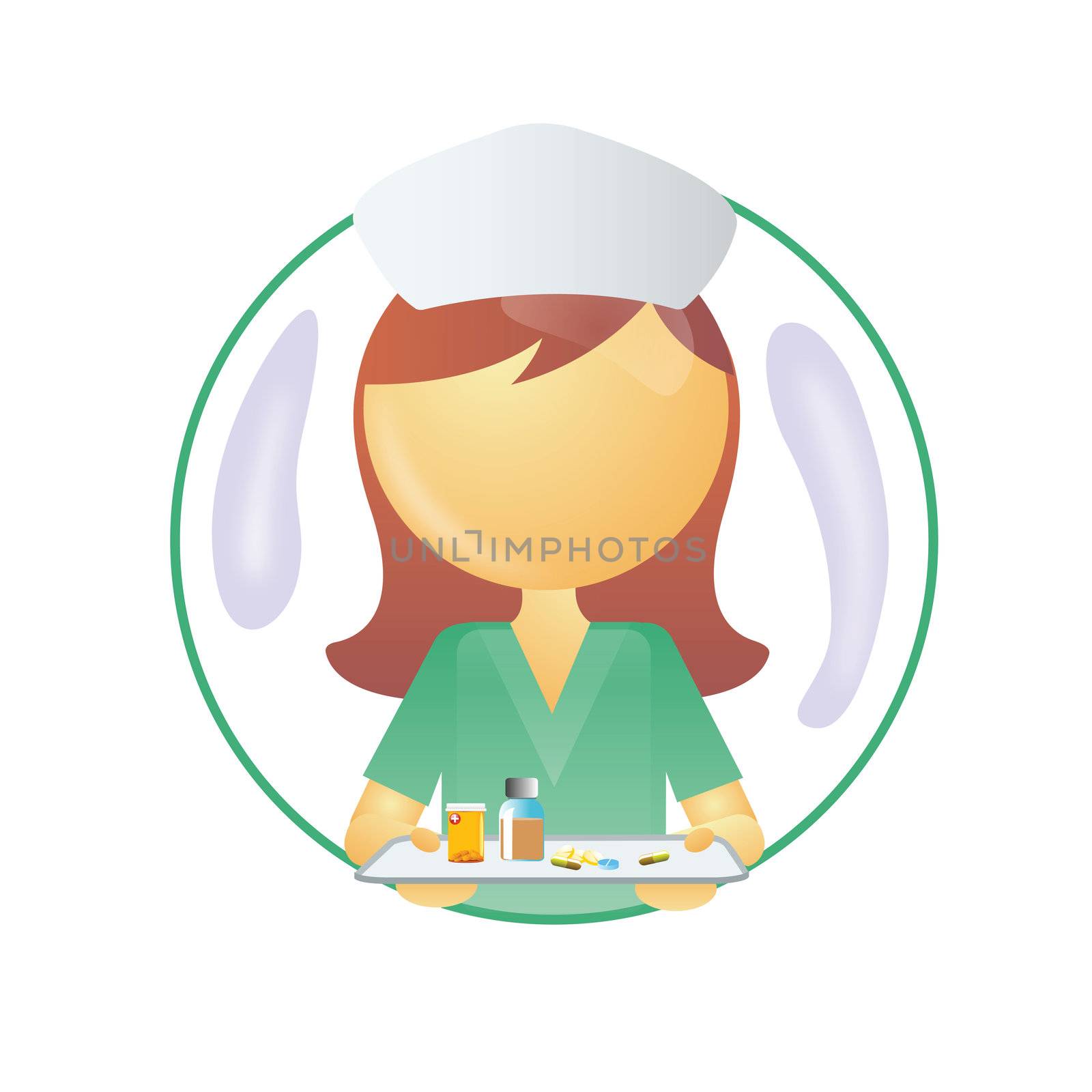 a nurse holding a tray of medicines
