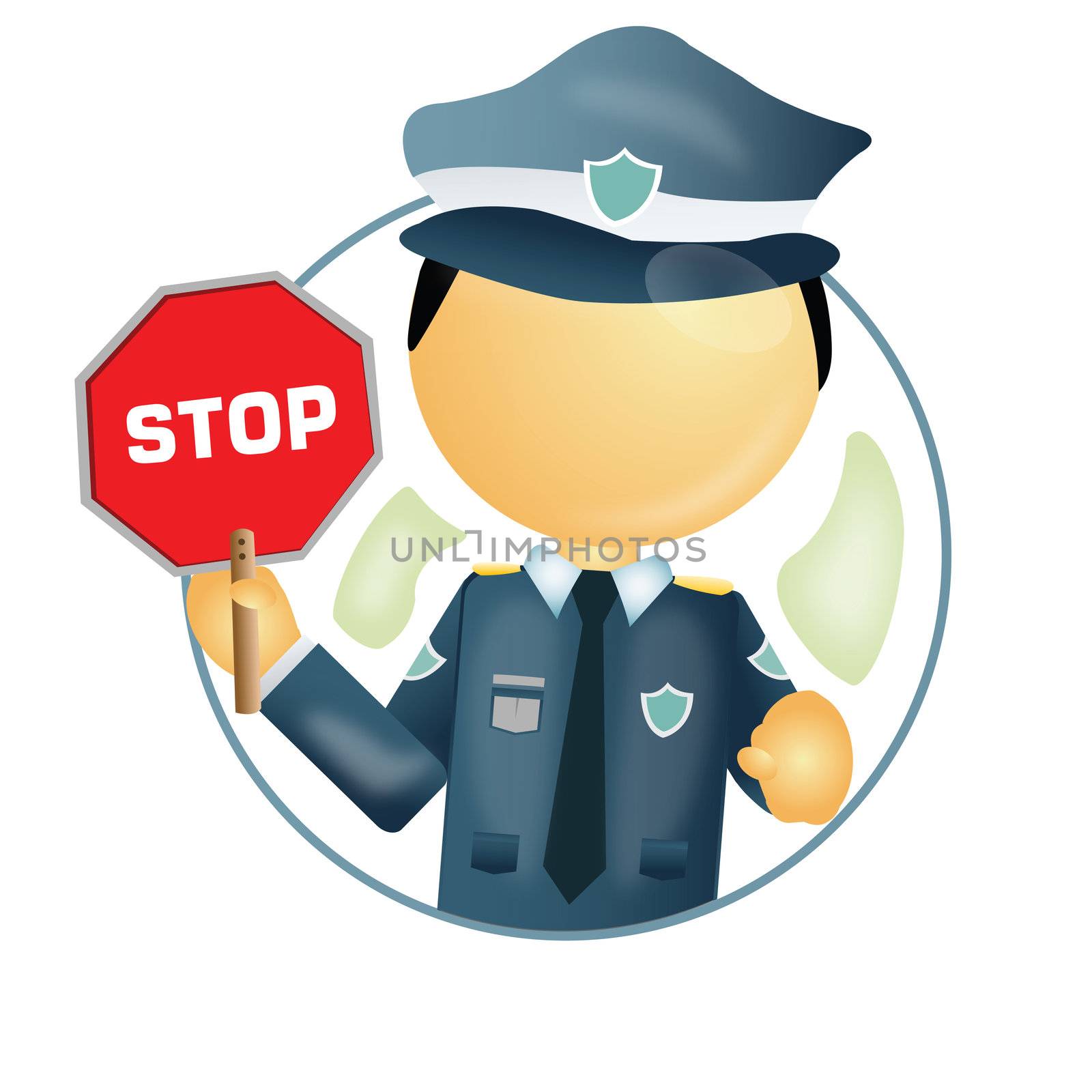 traffic police with a stop sign board in hand
