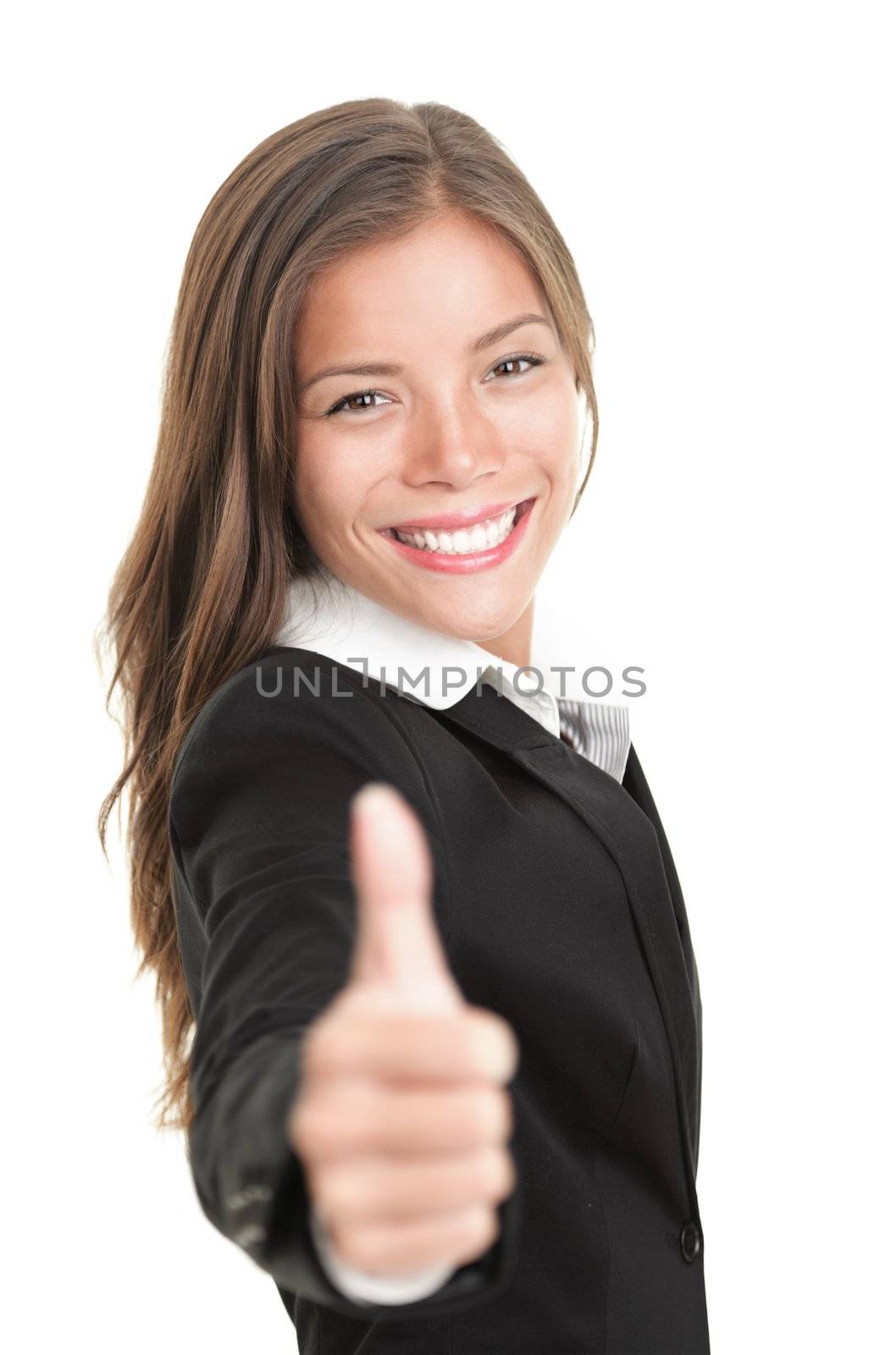 Businesswoman giving thumbs up by Maridav