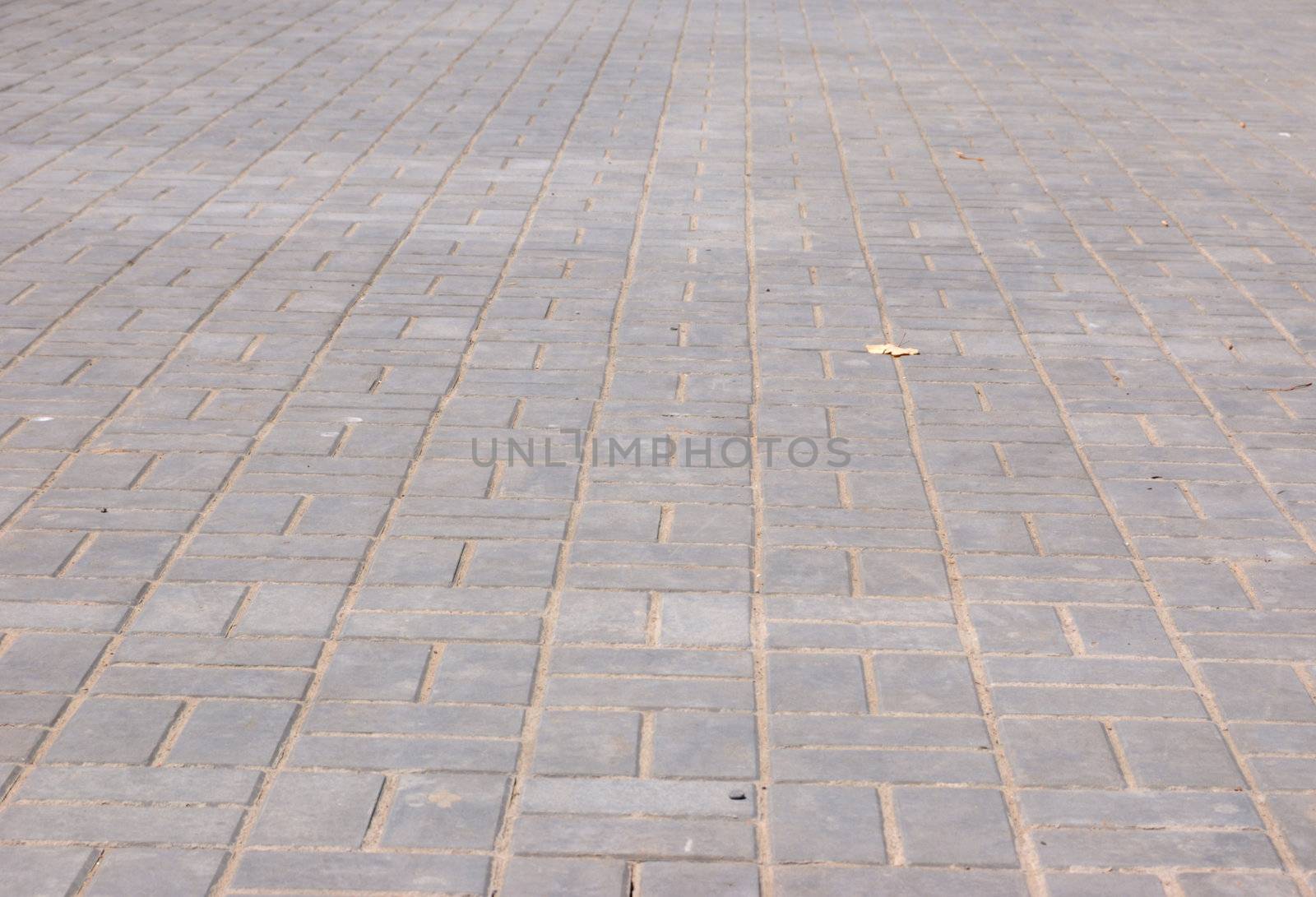 new pavement of stoneblocks (bricks) of grey color