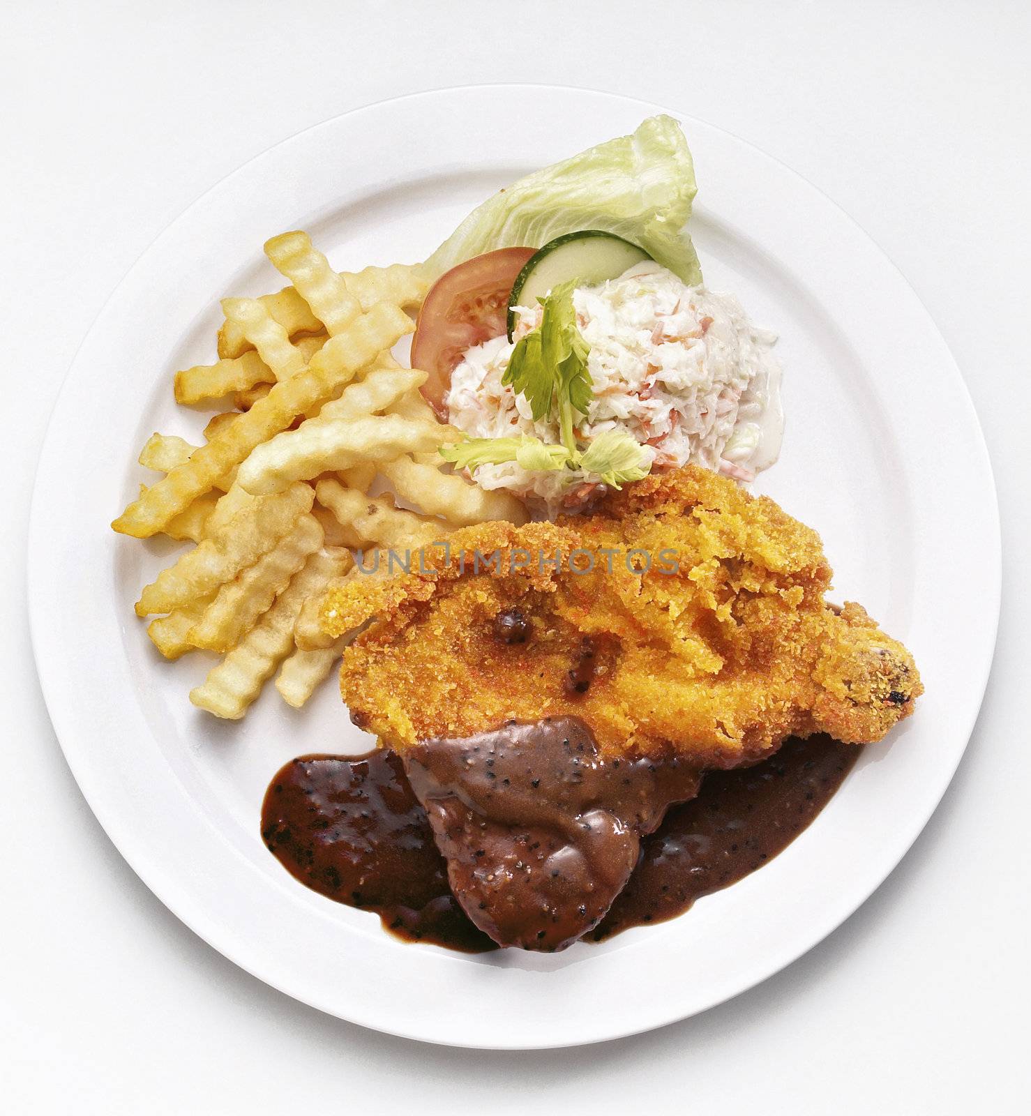fried chicken chop with side dishes