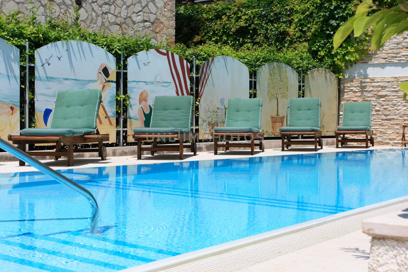 Swimming pool with blue water