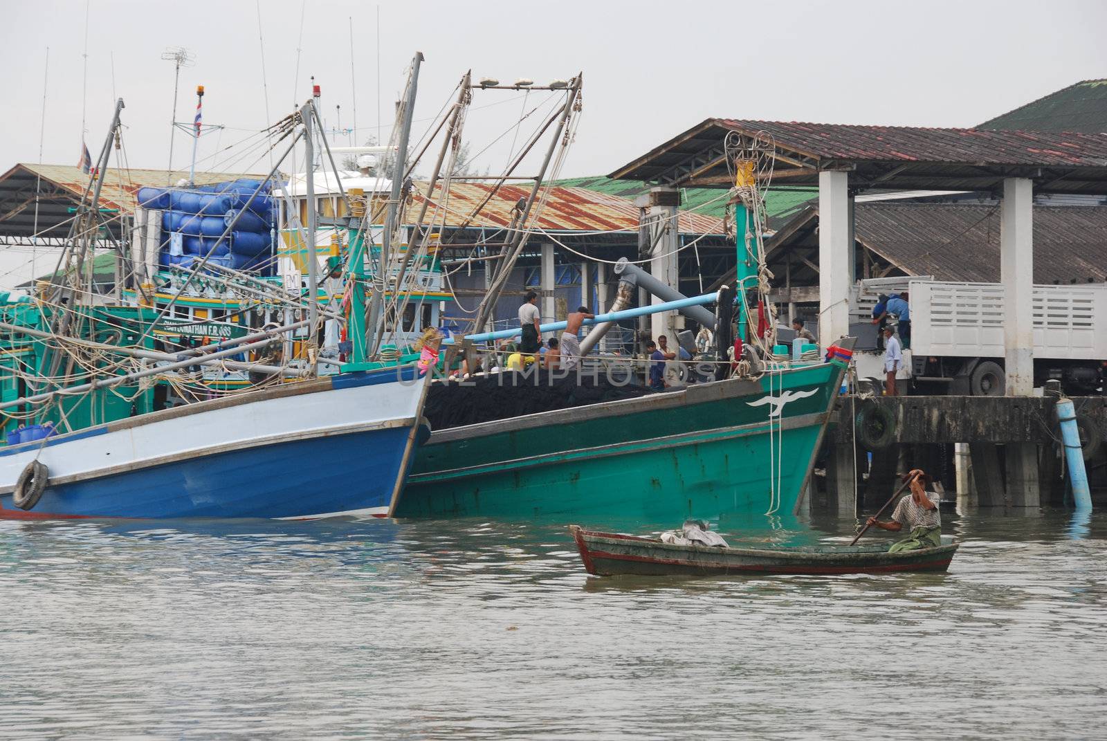 Fishing boats at a jetty