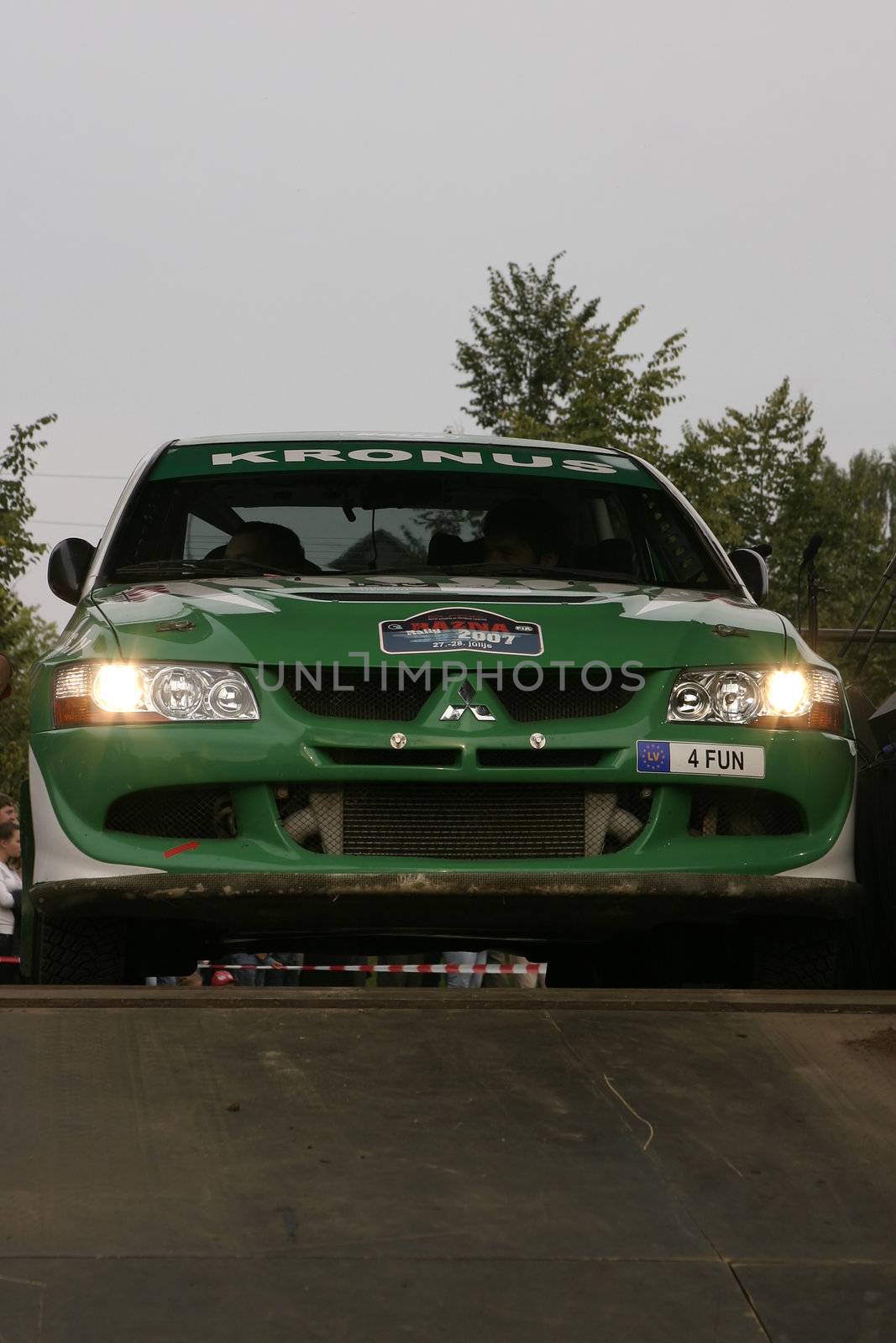 Rally car on podium. Shot on challenge "Rally Razna 2007"