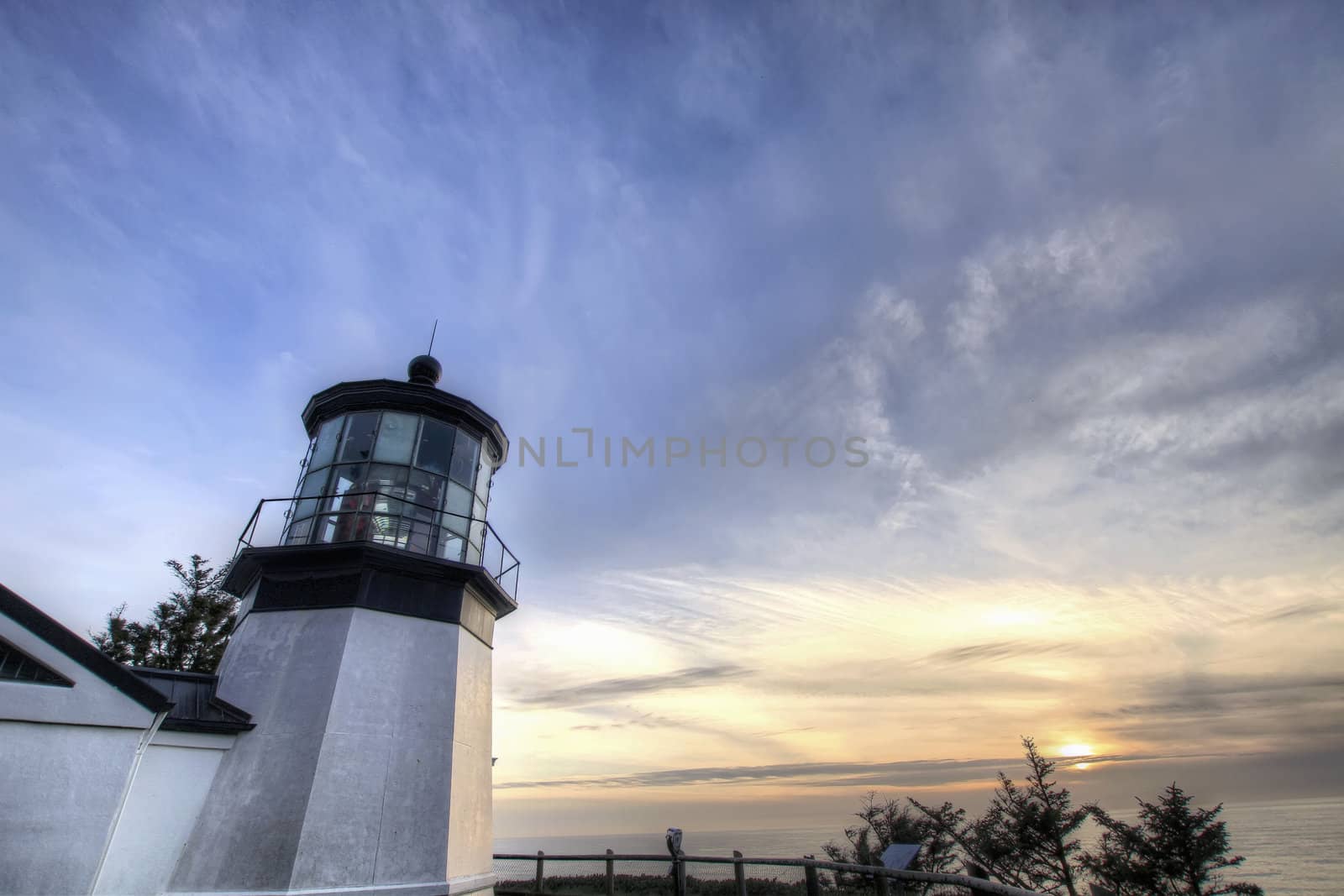 Cape Meares Lighthouse at Sunset along Oregon Coast