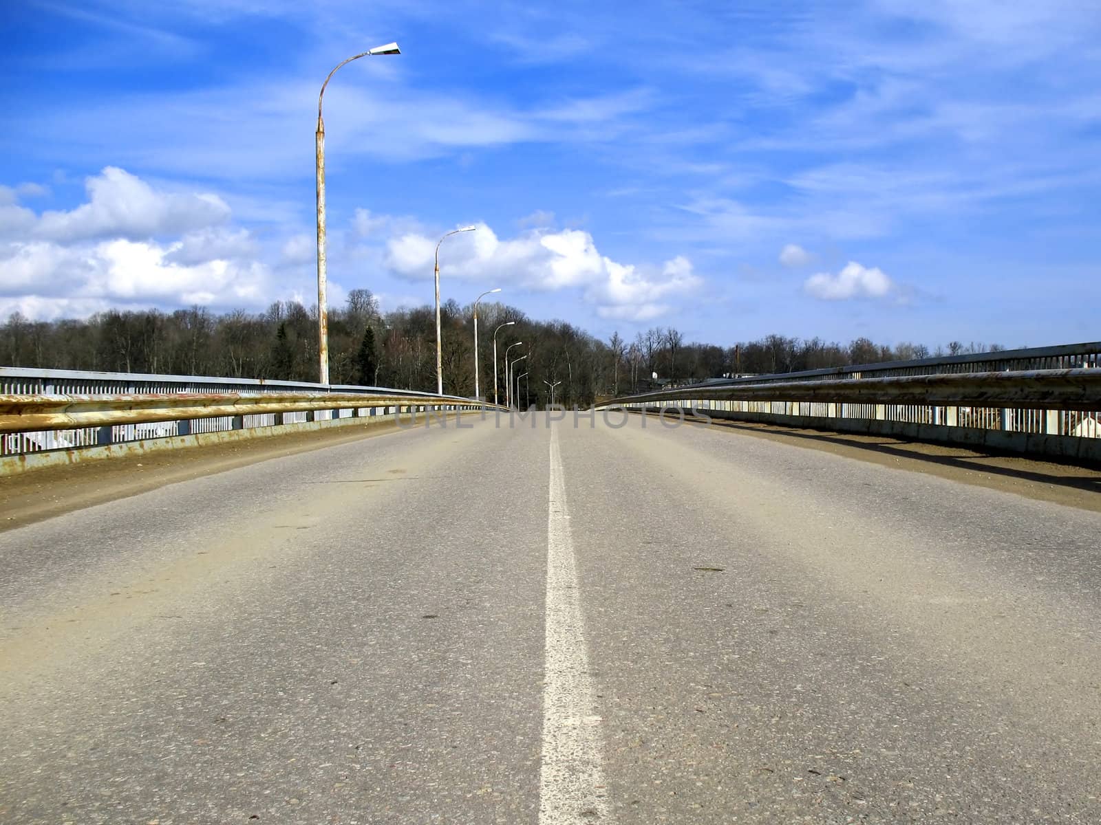 Old bridge on perspective view.