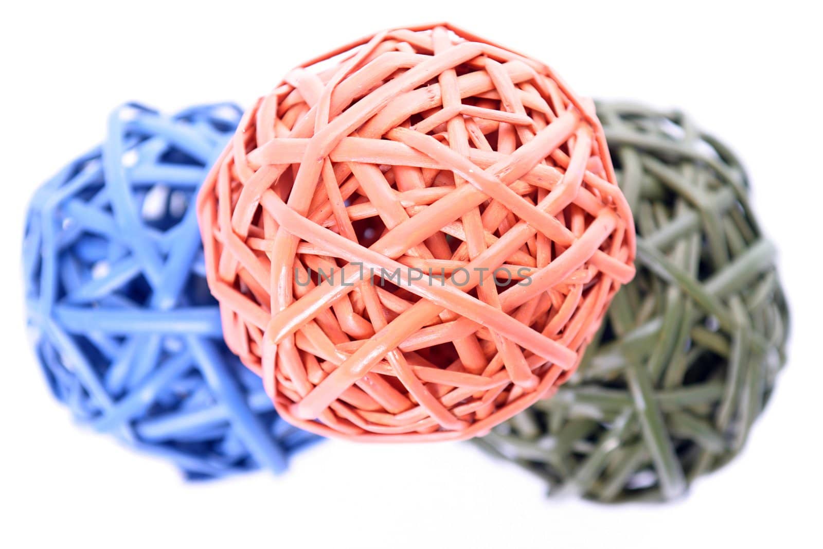 Colorful woven balls isolated on a white background