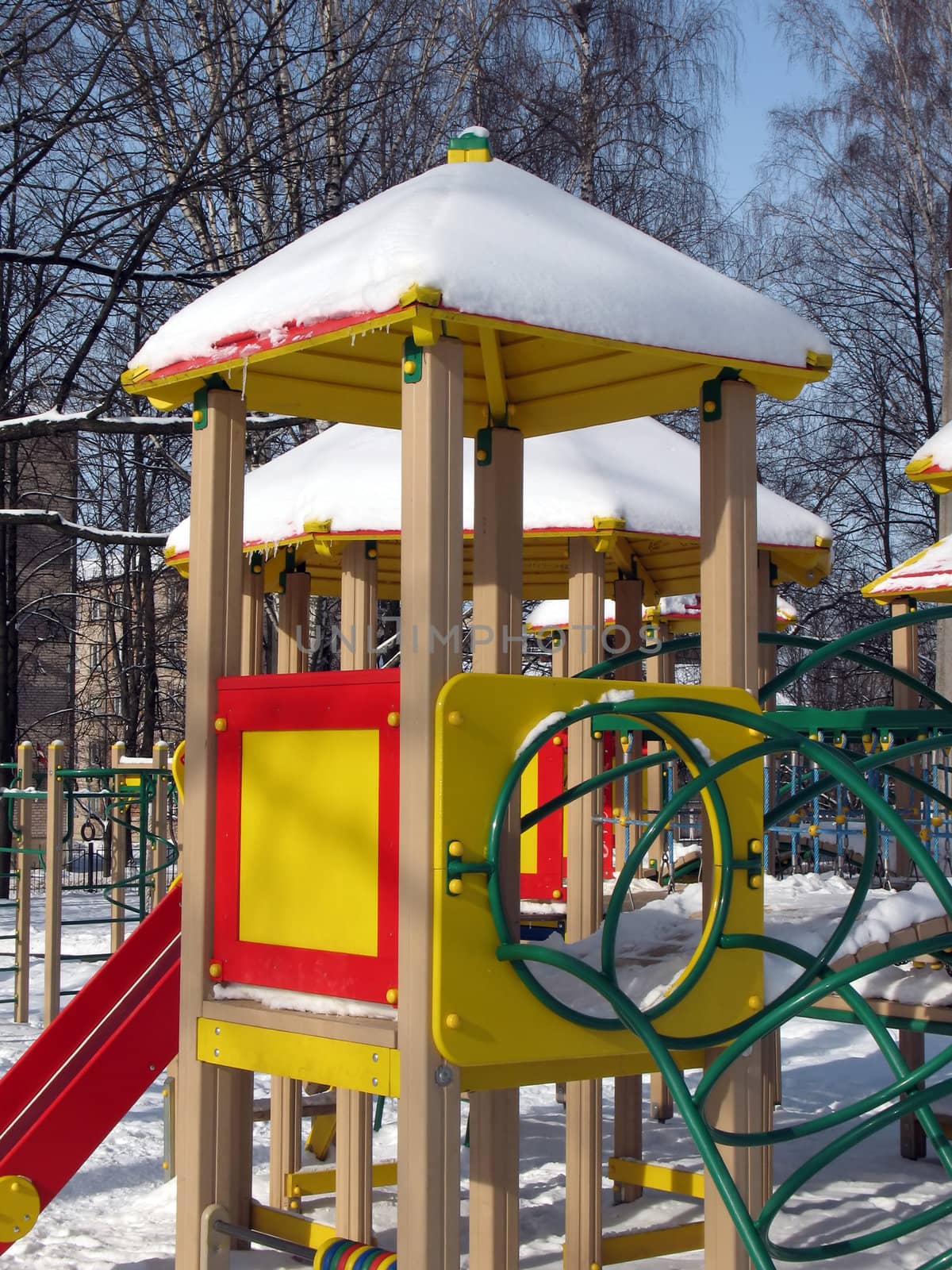 A playground on winter sunny day.