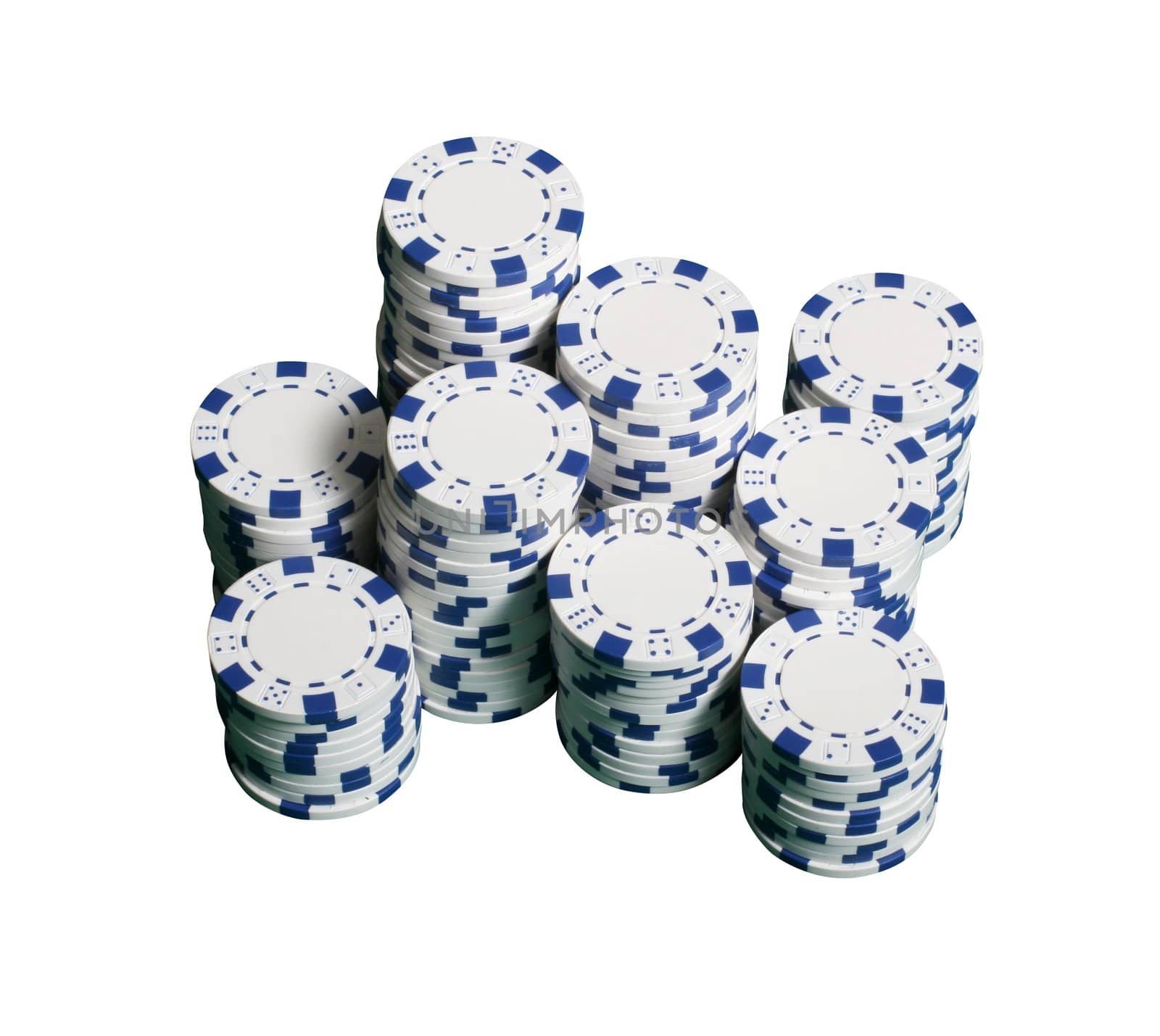Poker chips isolated on white with clipping path