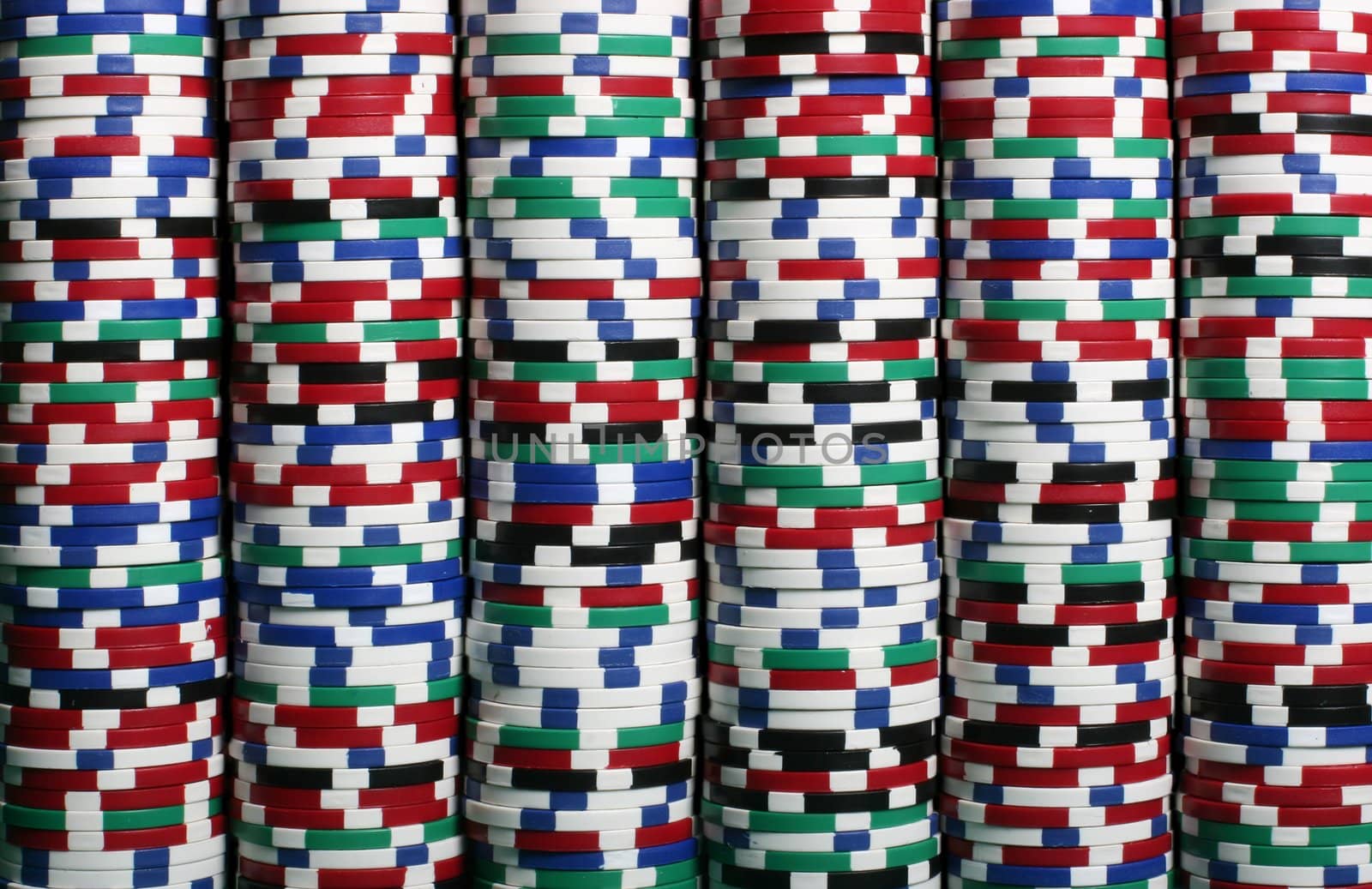 Multi colored chips stacked up