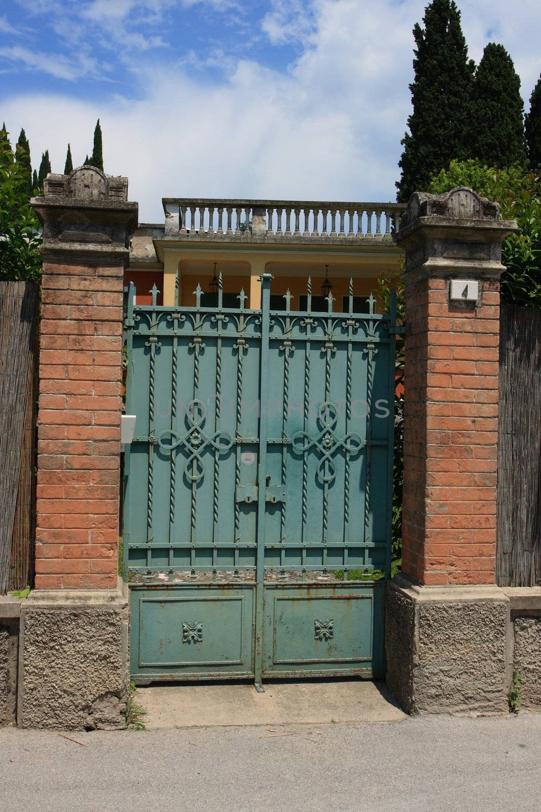 Closed gate to villa